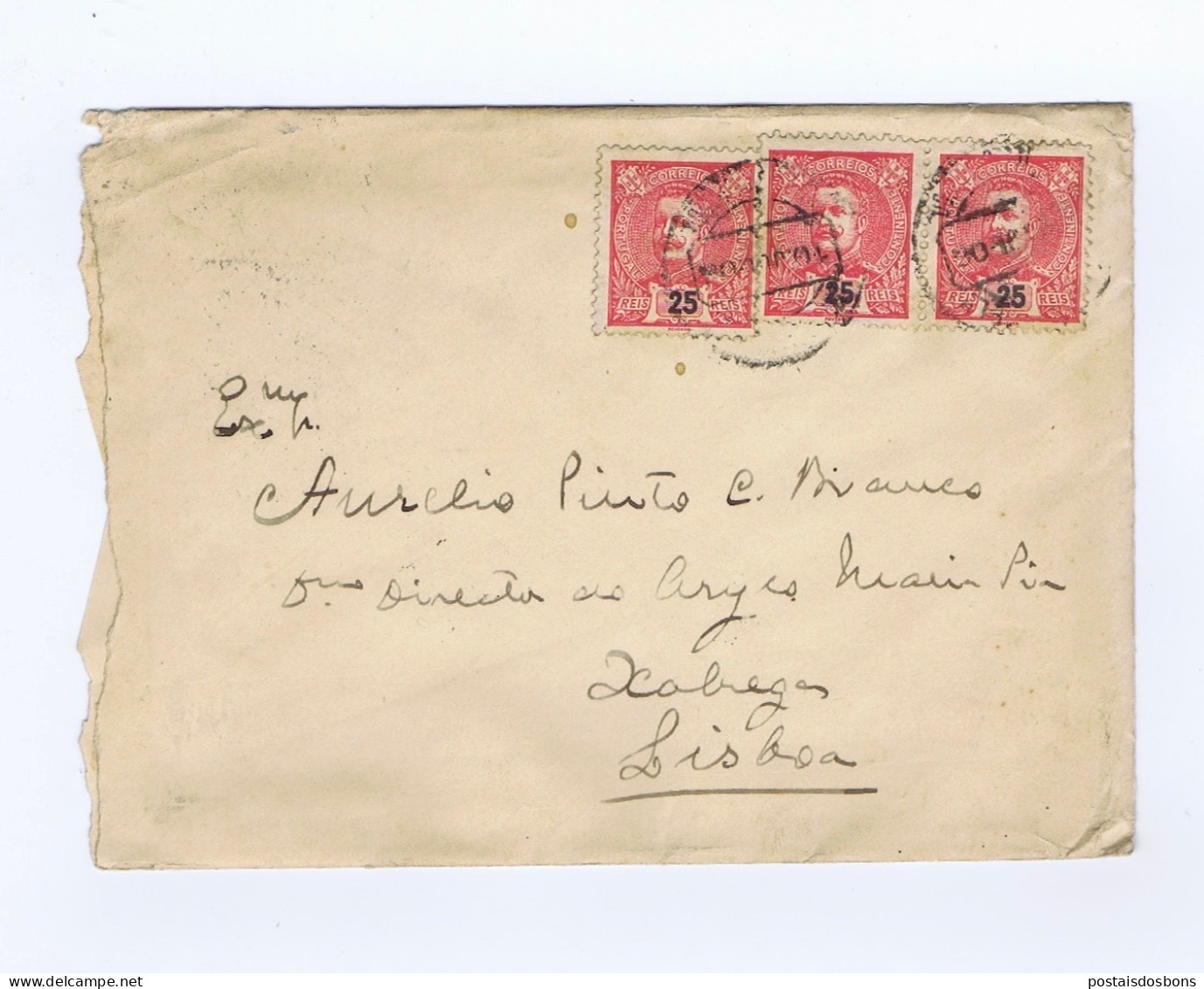 C25A59) Portugal 1906 J. Franco > Aurélio Pinto Castelo Branco Diretor Asilo D. Maria Pia LISBOA - Lettres & Documents