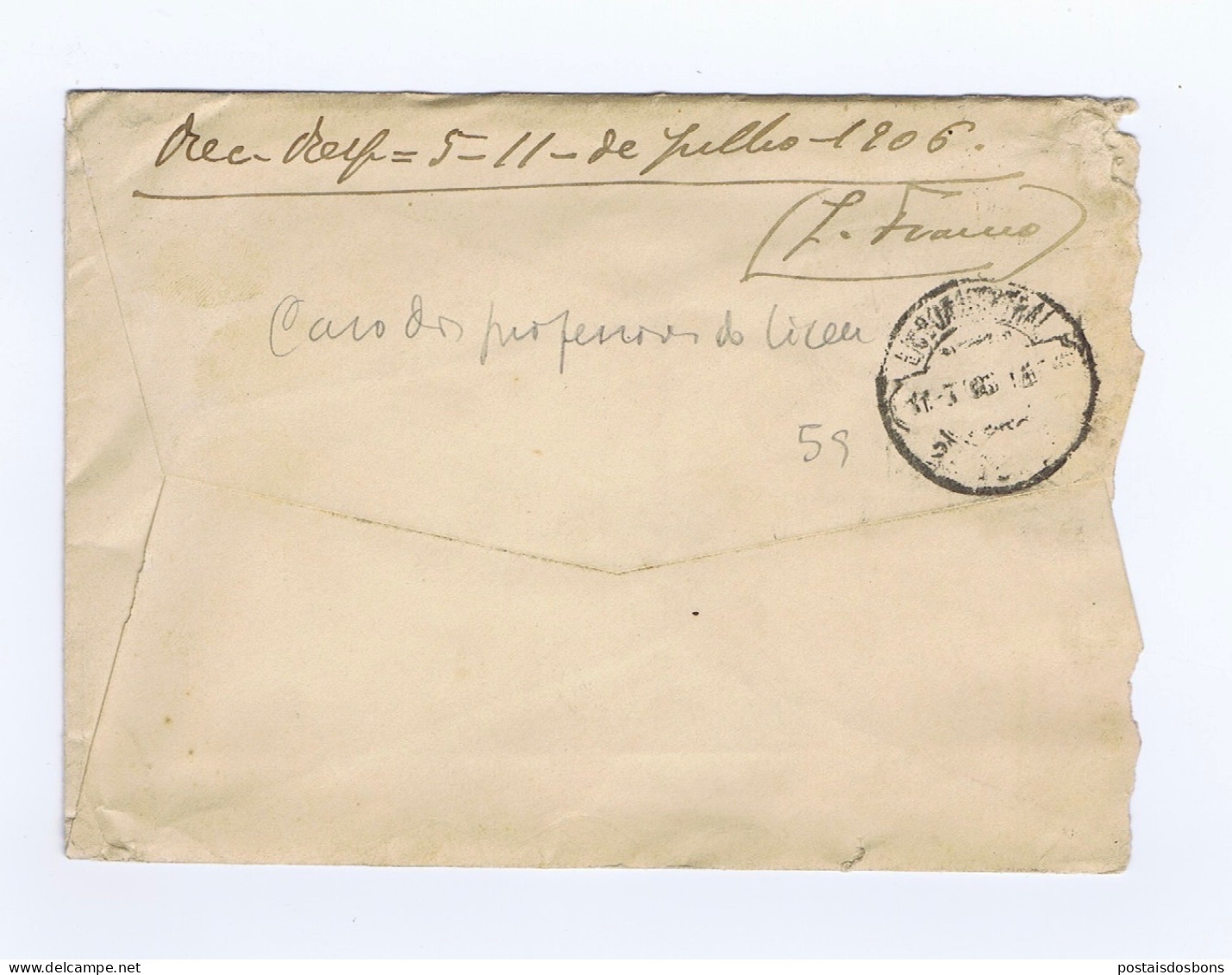 C25A59) Portugal 1906 J. Franco > Aurélio Pinto Castelo Branco Diretor Asilo D. Maria Pia LISBOA - Cartas & Documentos