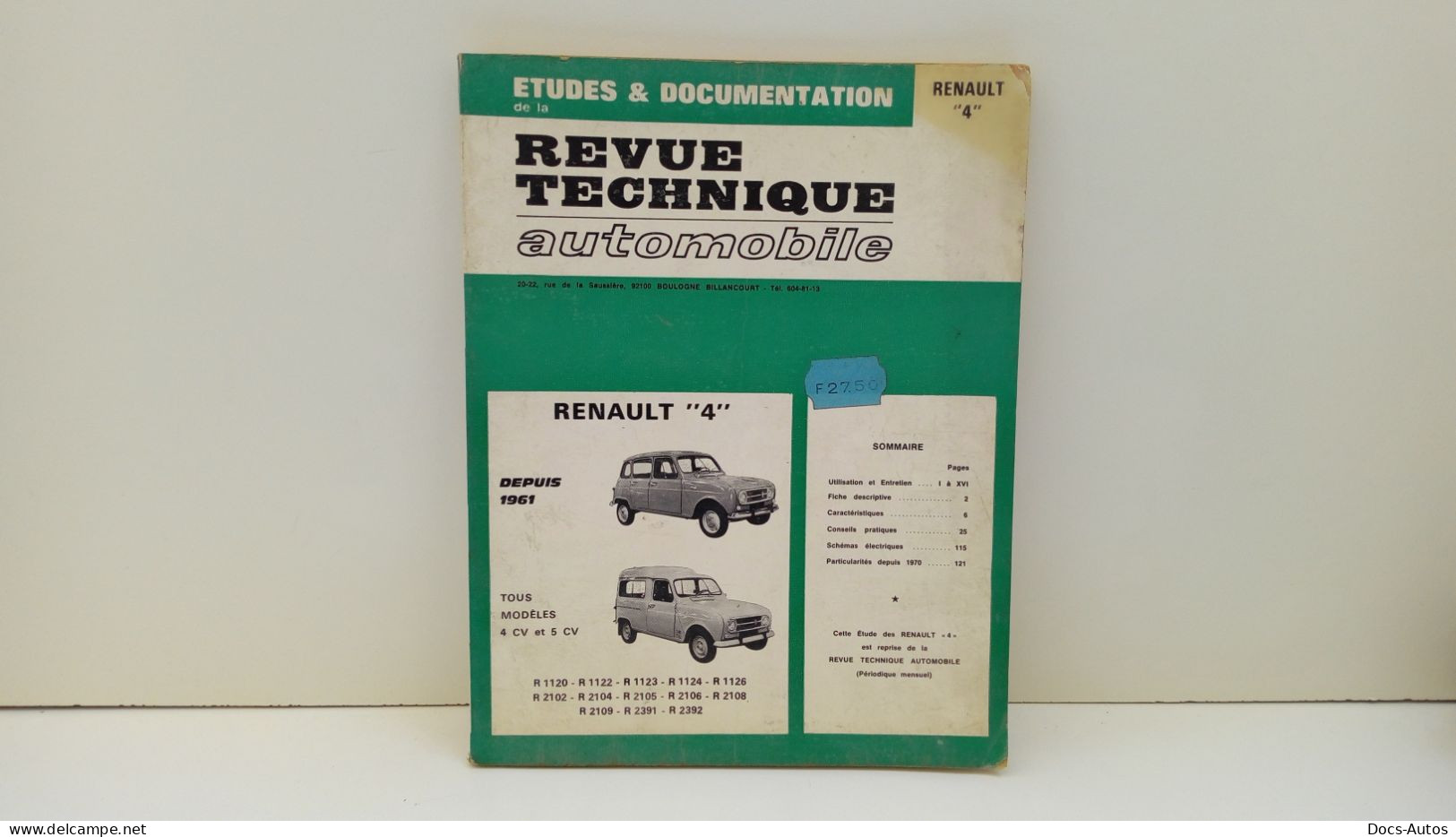 Revue Technique Renault 4 Depuis 1961 - Auto