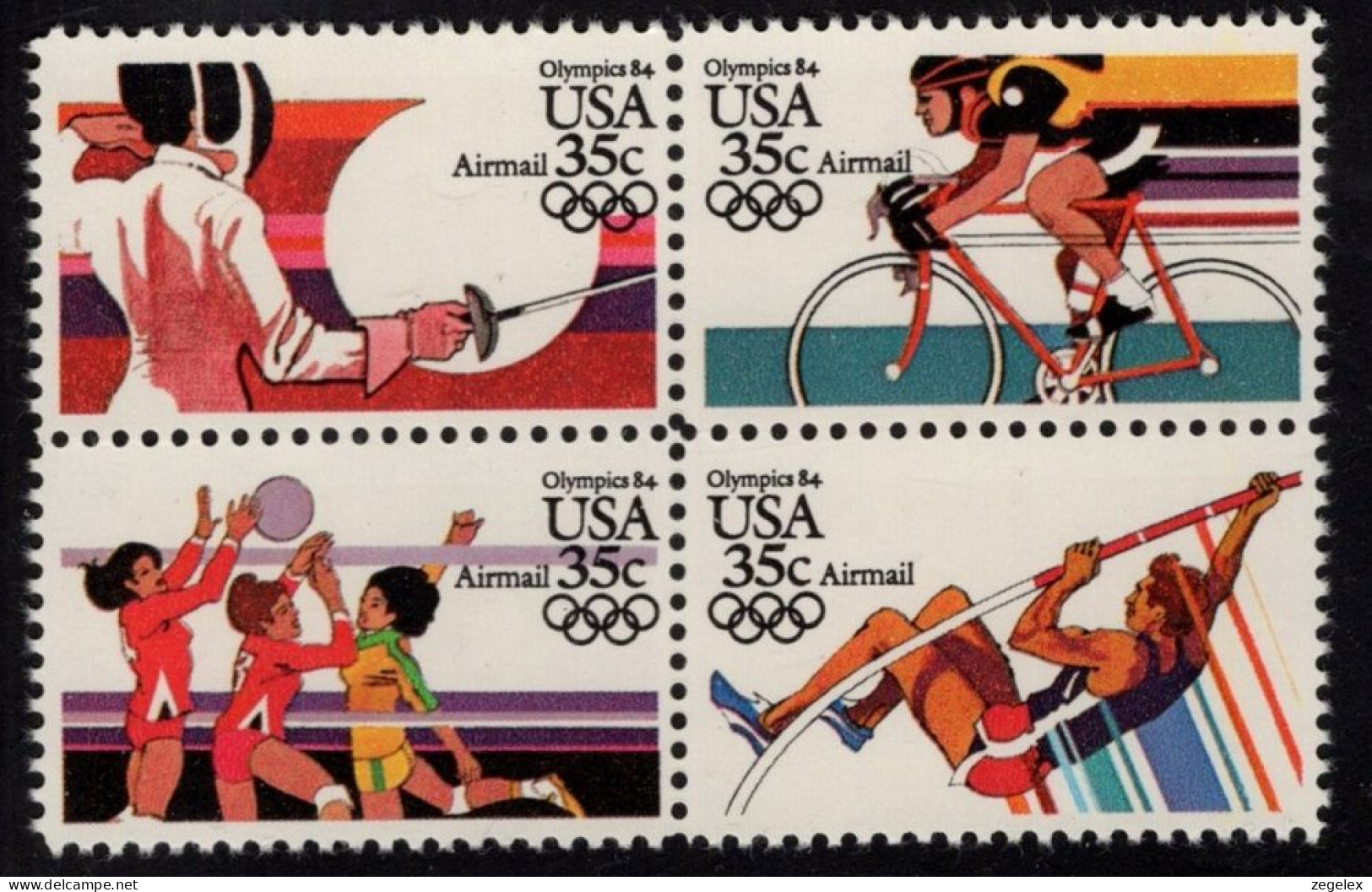 USA 1983 Airmail Summer Olympics 1984. Block Of 4. Postfris MNH** Scott C112a - 3b. 1961-... Ungebraucht