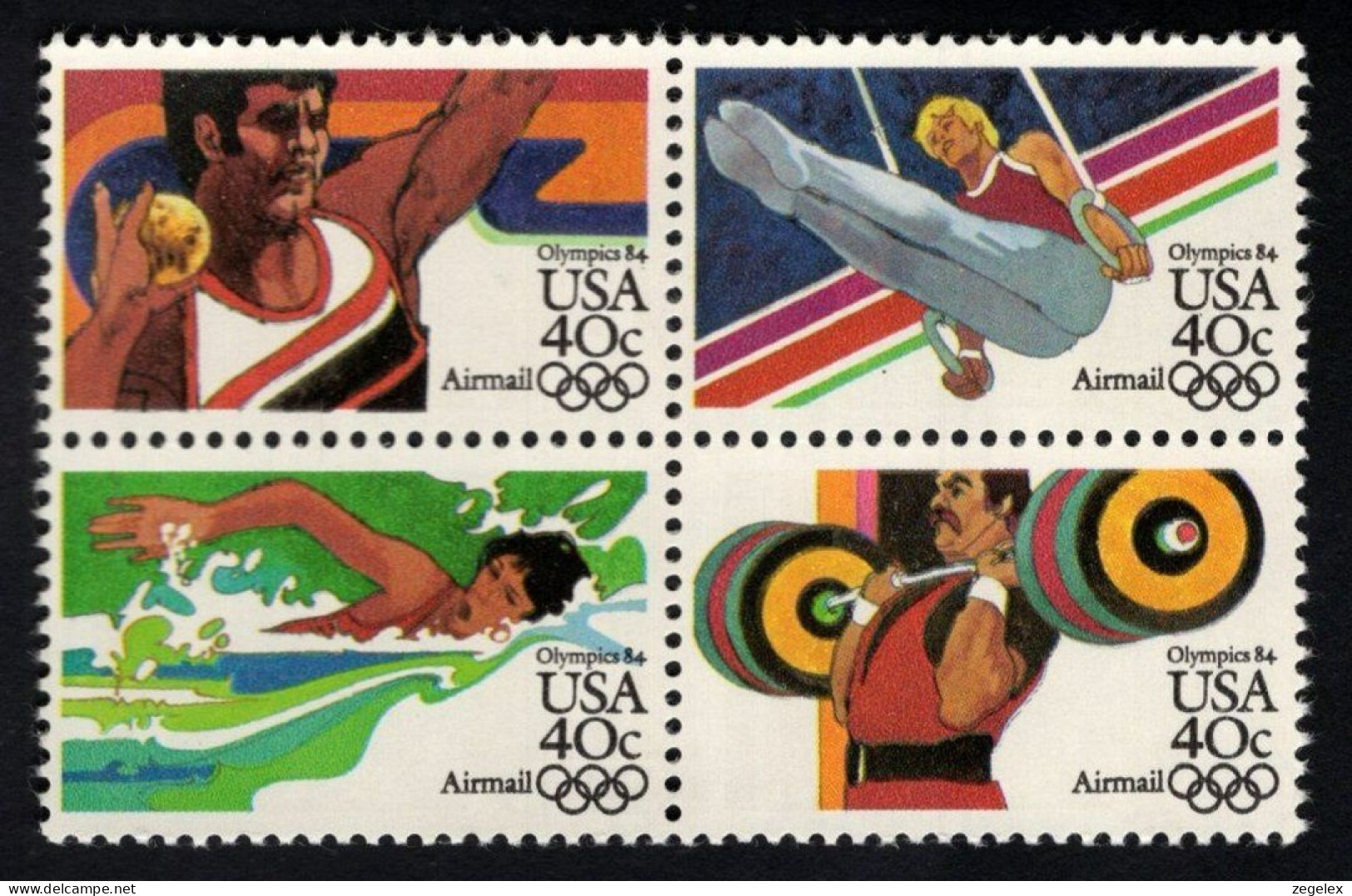 USA 1983 Airmail Summer Olympics 1984. Block Of 4. Postfris MNH** Scott C108a - 3b. 1961-... Ongebruikt