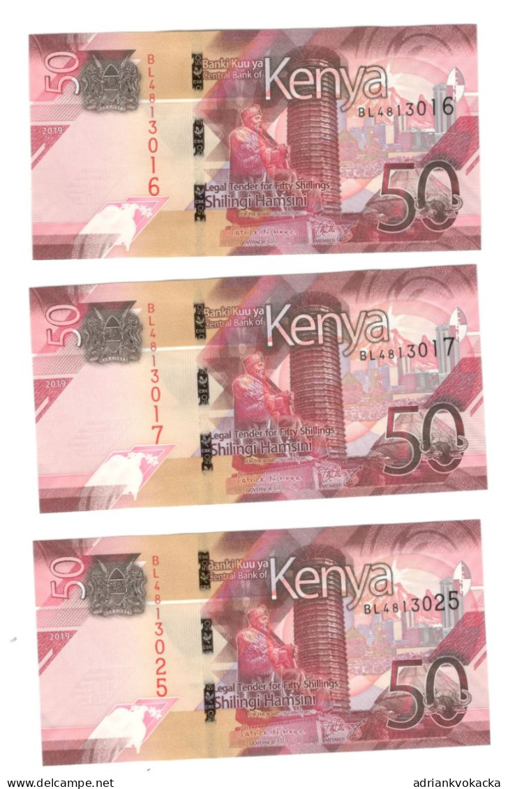 Kenya, 2019, Set Of 3 Pcs 50 + 4 Pcs 100 Shillings UNC - Kenya