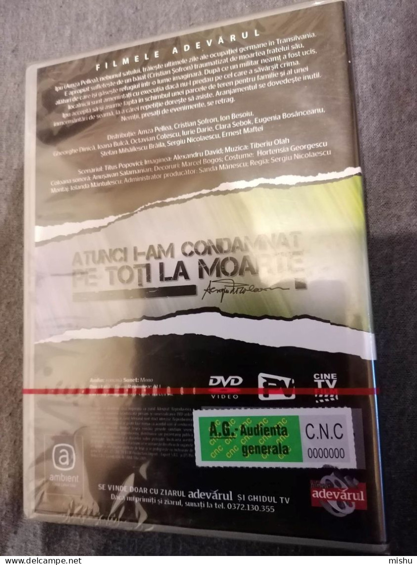 Romania DVD Movie  - Atunci I-am Condamnat Pe Toti La Moarte - Sergiu Nicolaescu . New , Sealed - Classic