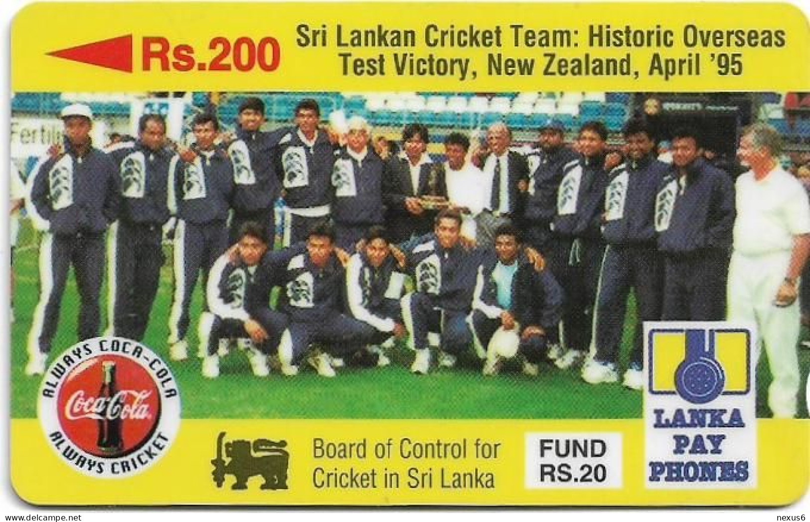 Sri Lanka - Lanka Pay Phones (GPT) - Sri Lankan Cricket Team - 14SRLB (Normal 0, Letter B), 200Rs, Used - Sri Lanka (Ceylon)