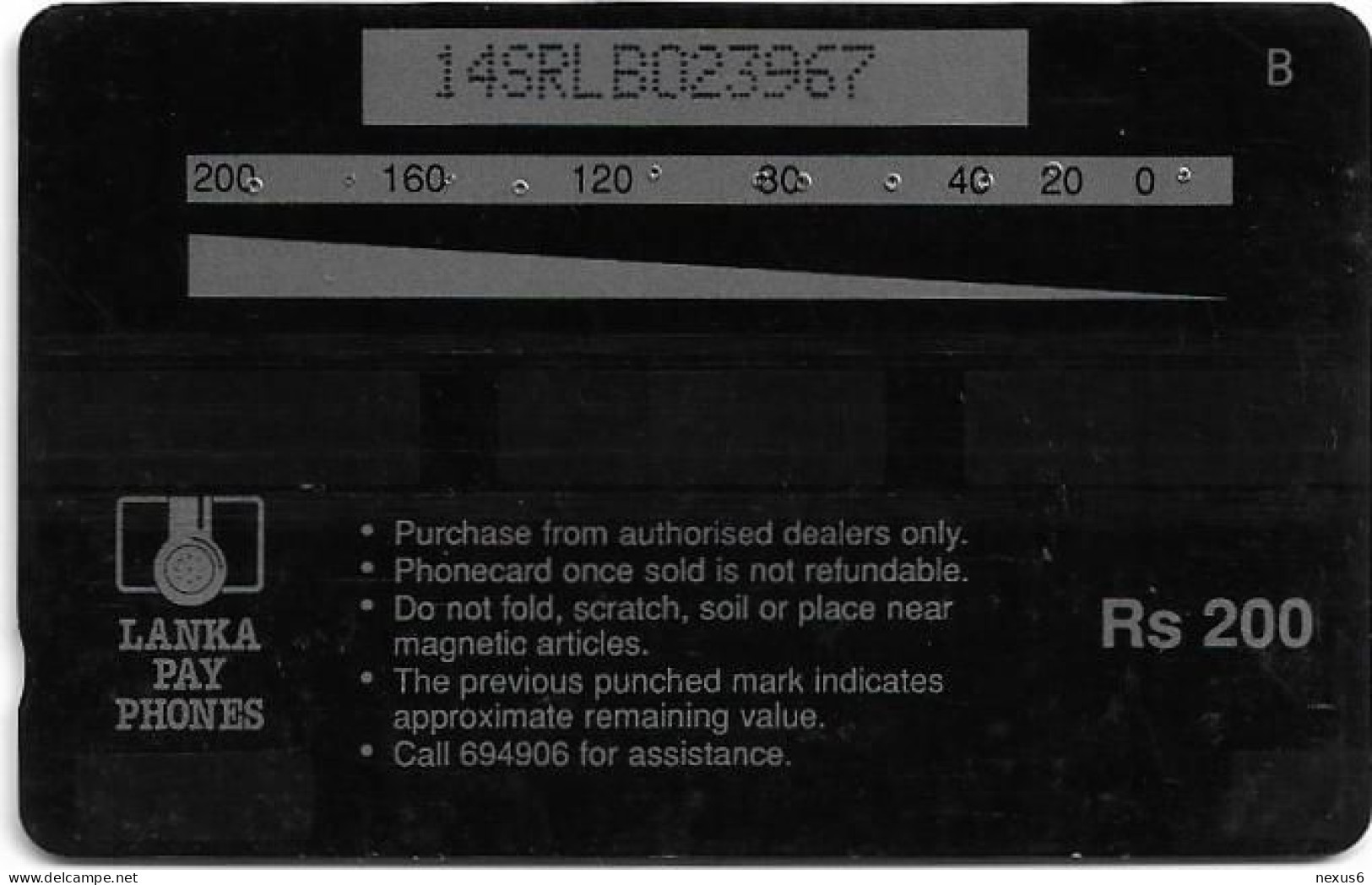 Sri Lanka - Lanka Pay Phones (GPT) - Sri Lankan Cricket Team - 14SRLB (Normal 0, Letter B), 200Rs, Used - Sri Lanka (Ceylon)