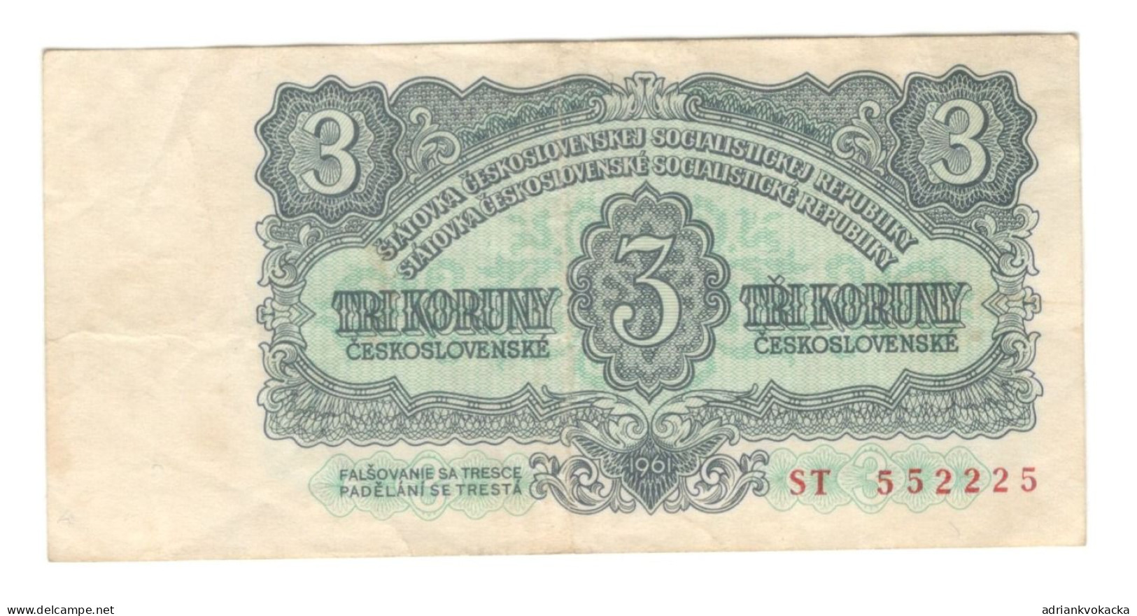 Czechoslovakia, 1961, 3 Koruny, Circulated Banknote - Czechoslovakia