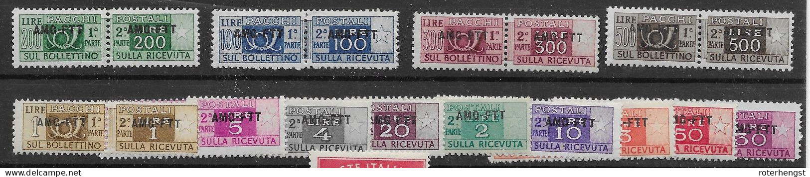 Trieste AMT FTT Mnh ** 1949 (1000L Missing In Complete Set, 500L Is Mint Low Hinge Trace, Others Incl 300L Mnh **) 200 E - Colis Postaux/concession