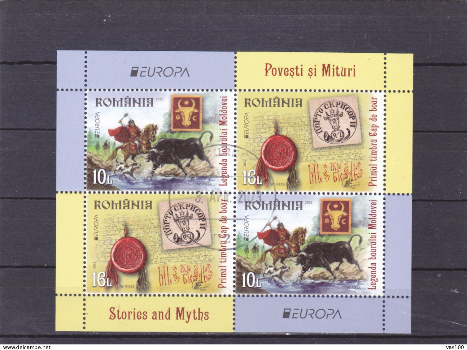 ROMANIA 2022, STORIES AND MYTHS EUROPA MINIATURE SHEET USED - Used Stamps