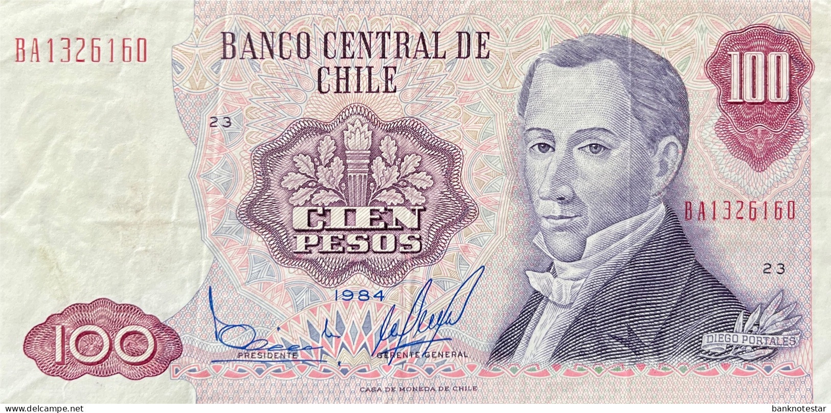Chile 100 Pesos, P-152b (1984) - Very Fine - Chile