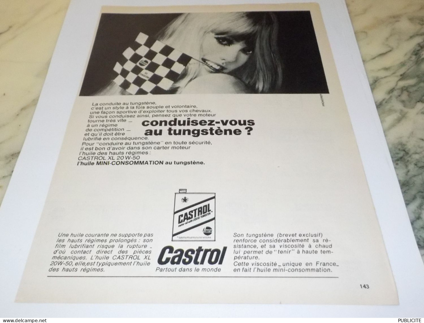 ANCIENNE PUBLICITE TUNGSTENE AVEC CASTROL 1968 - Autres & Non Classés