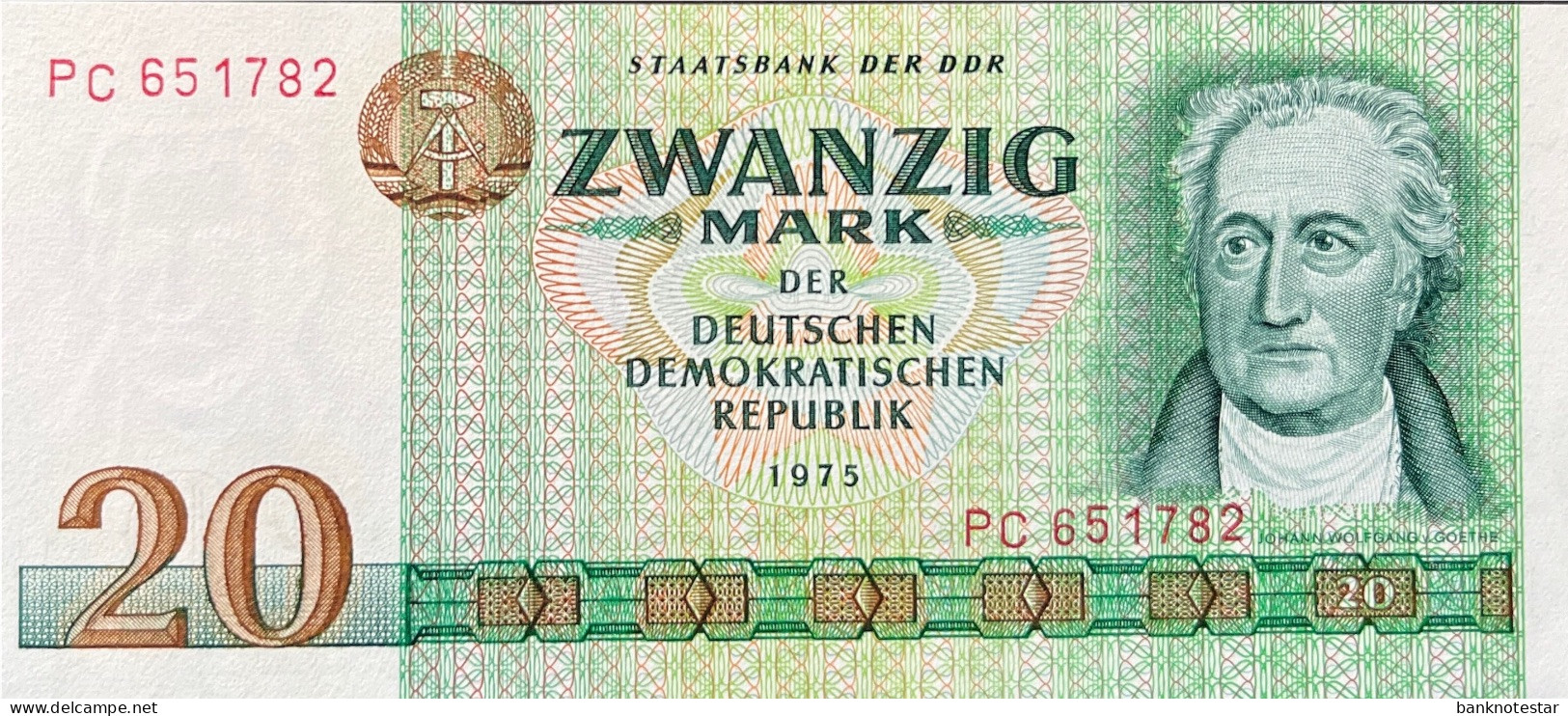 German Democratic Republic 20 Mark, P-29a (1975) -  UNC - 20 Mark