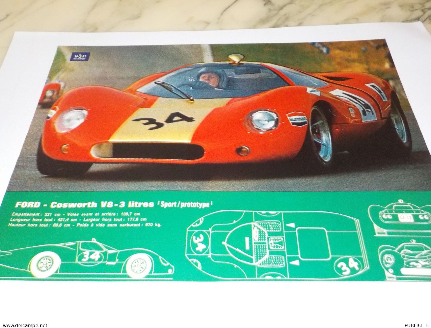 ANCIENNE PUBLICITE FORD COSWORTH V8 1968 - Andere & Zonder Classificatie