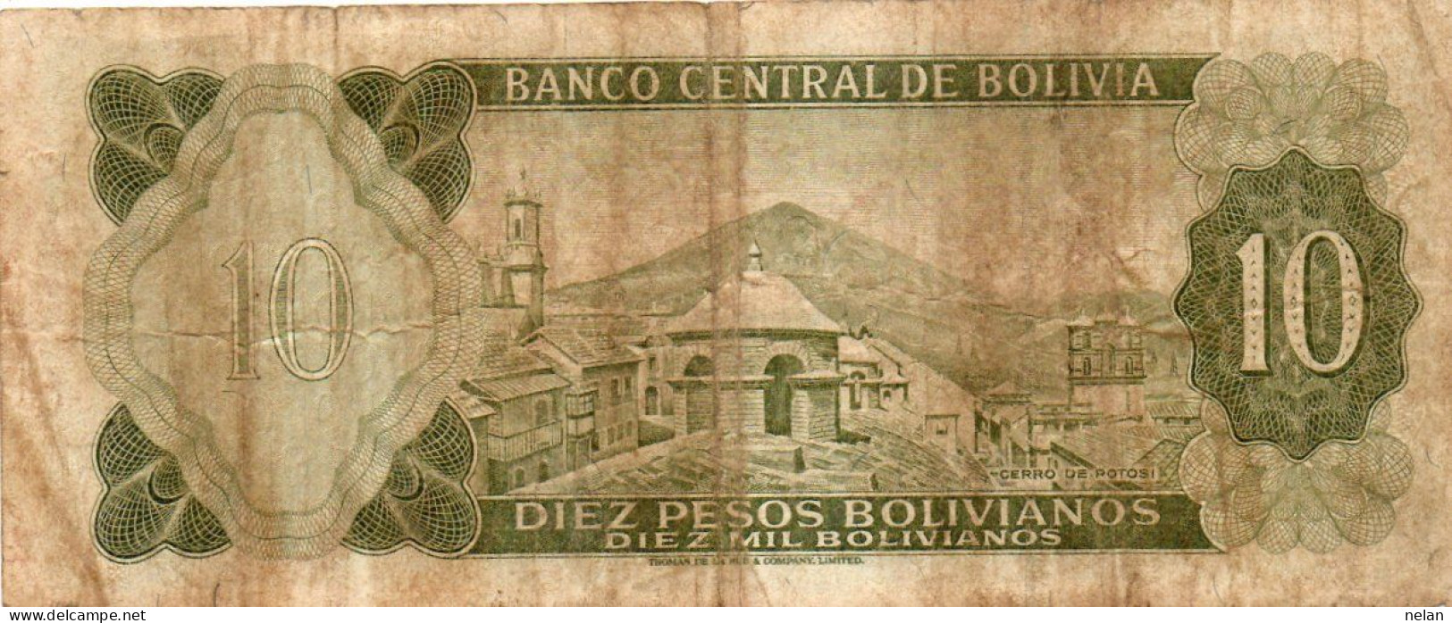 BOLIVIA 10 PESOS BOLIVIANOS 1962 - P-154a.16 CIRC. - Bolivie