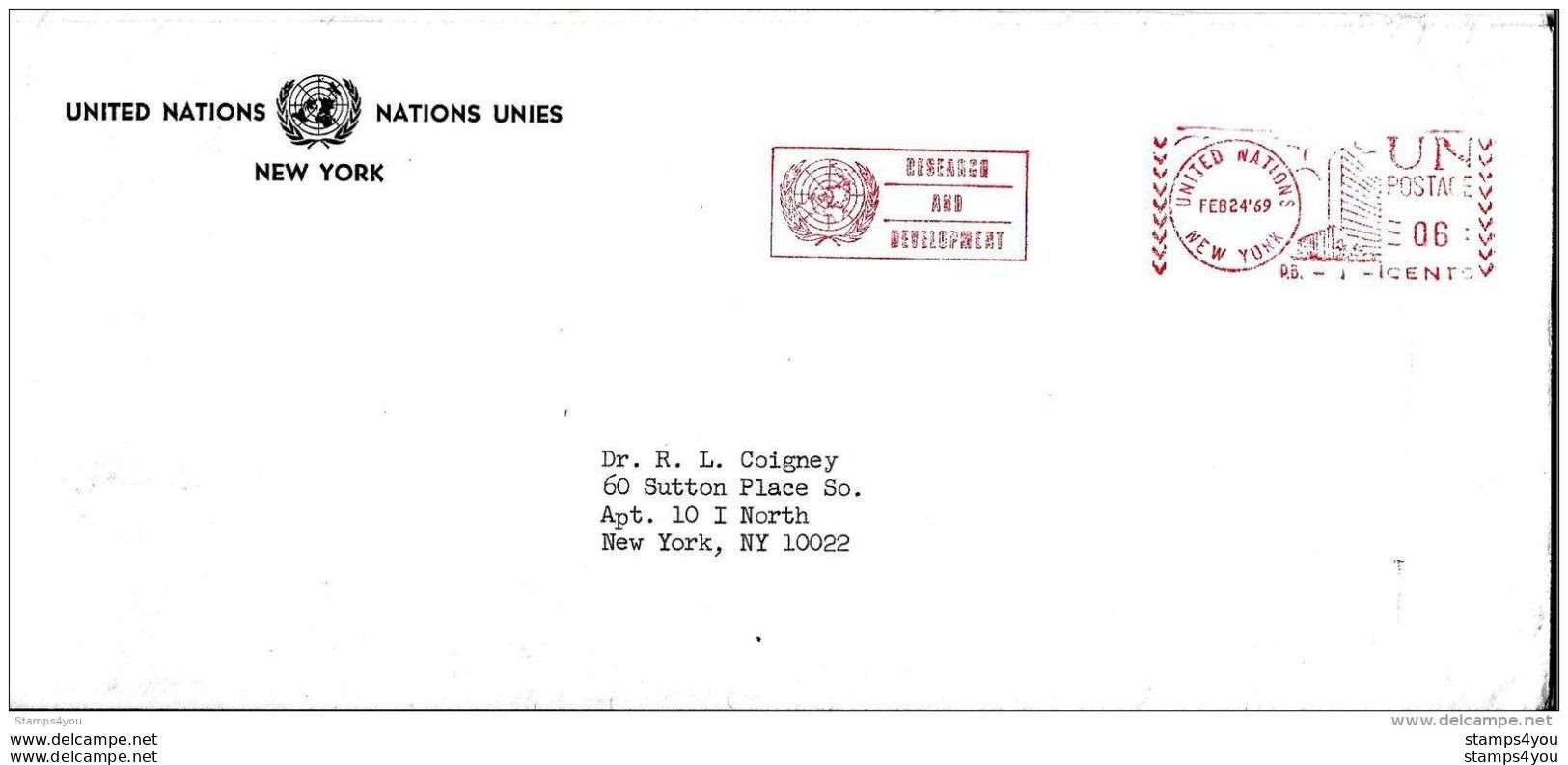 G 381 - Enveloppe Avec Oblit Mécanique Rouge "Reserach And Develpment 1969" - Brieven En Documenten