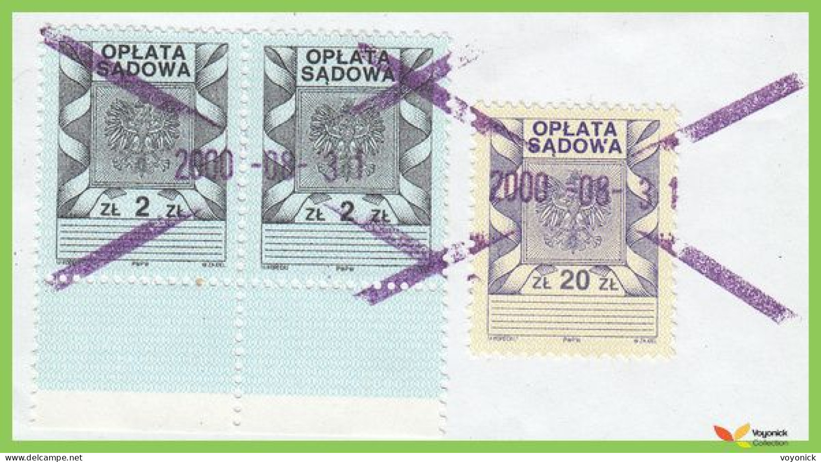 Voyo POLAND Judical Court Revenue  2x2zl & 20zl  2000 (o) Used - Fiscaux