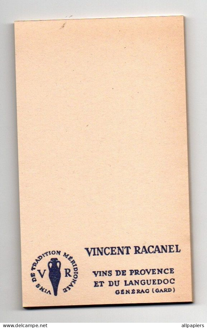 Carnet De Note Ou Facture Vincent Racanel Vins De Provence Et Du Languedoc Générac - Format : 8x13.5 cm - Rechnungen