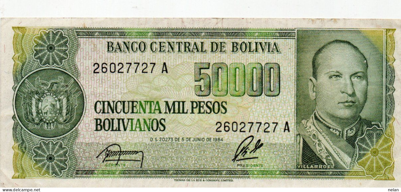 BOLIVIA 50000 PESOS BOLIVIANOS 1984  P-170a.2   XF - Bolivia