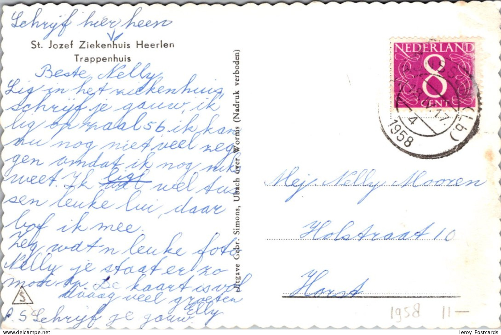 #3052 - Heerlen, St. Jozef Ziekenhuis Trappenhuis 1958 (LB) - Heerlen