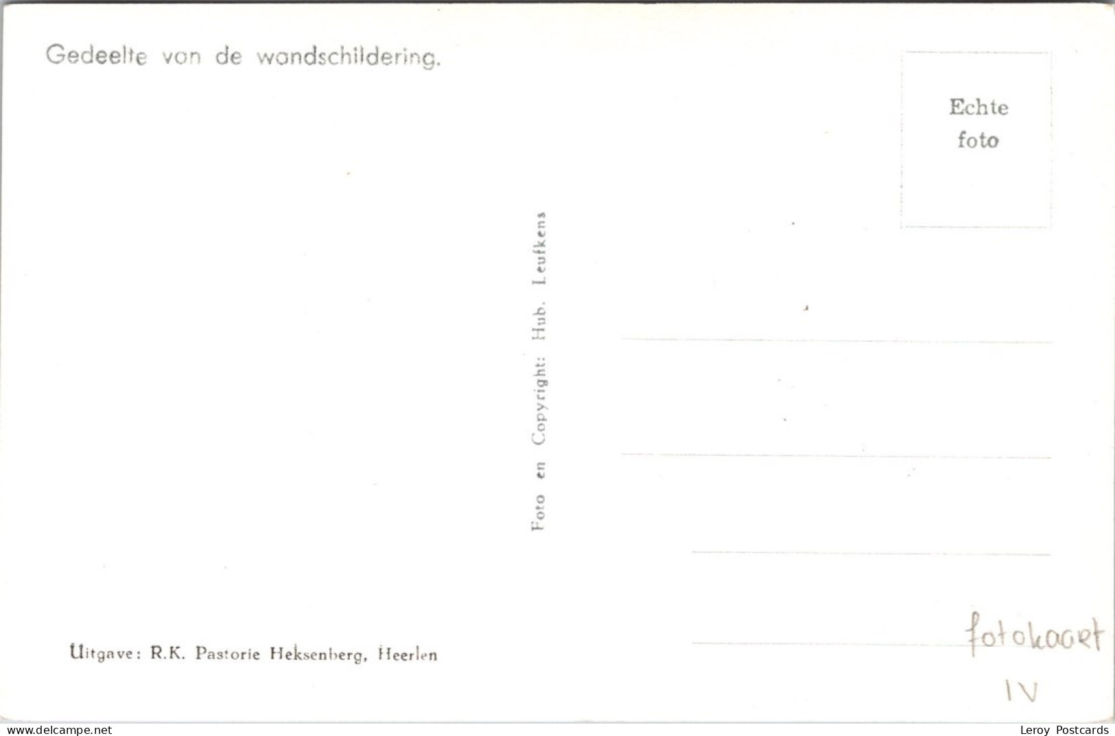 #3064 - Heerlen, St. Gerarduskerk, Gedeelte Wandschildering, Fotokaart (LB) - Heerlen
