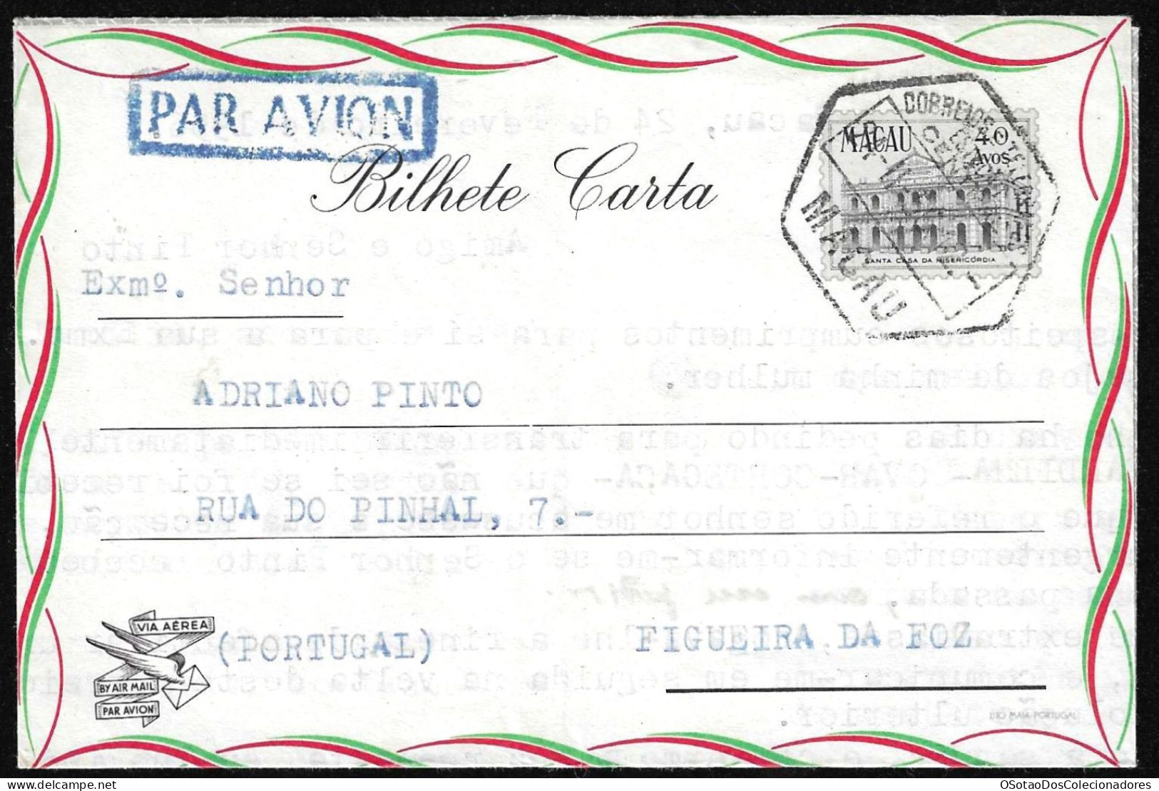 Aerogramme Macau China Chine - Macau Macao Franquia 40 Avos - Bilhete Carta Avião Aerograma - Postal Stationery