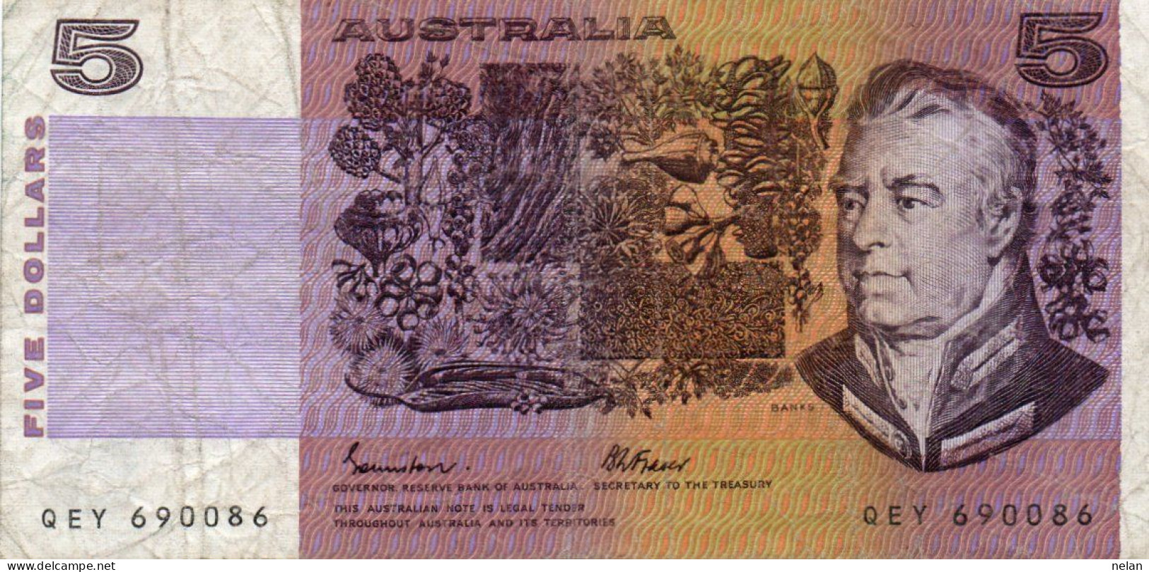 AUSTRALIA  5 Dollars 1985 P-44e.2 CIRC. - 1974-94 Australia Reserve Bank (Banknoten Aus Papier)