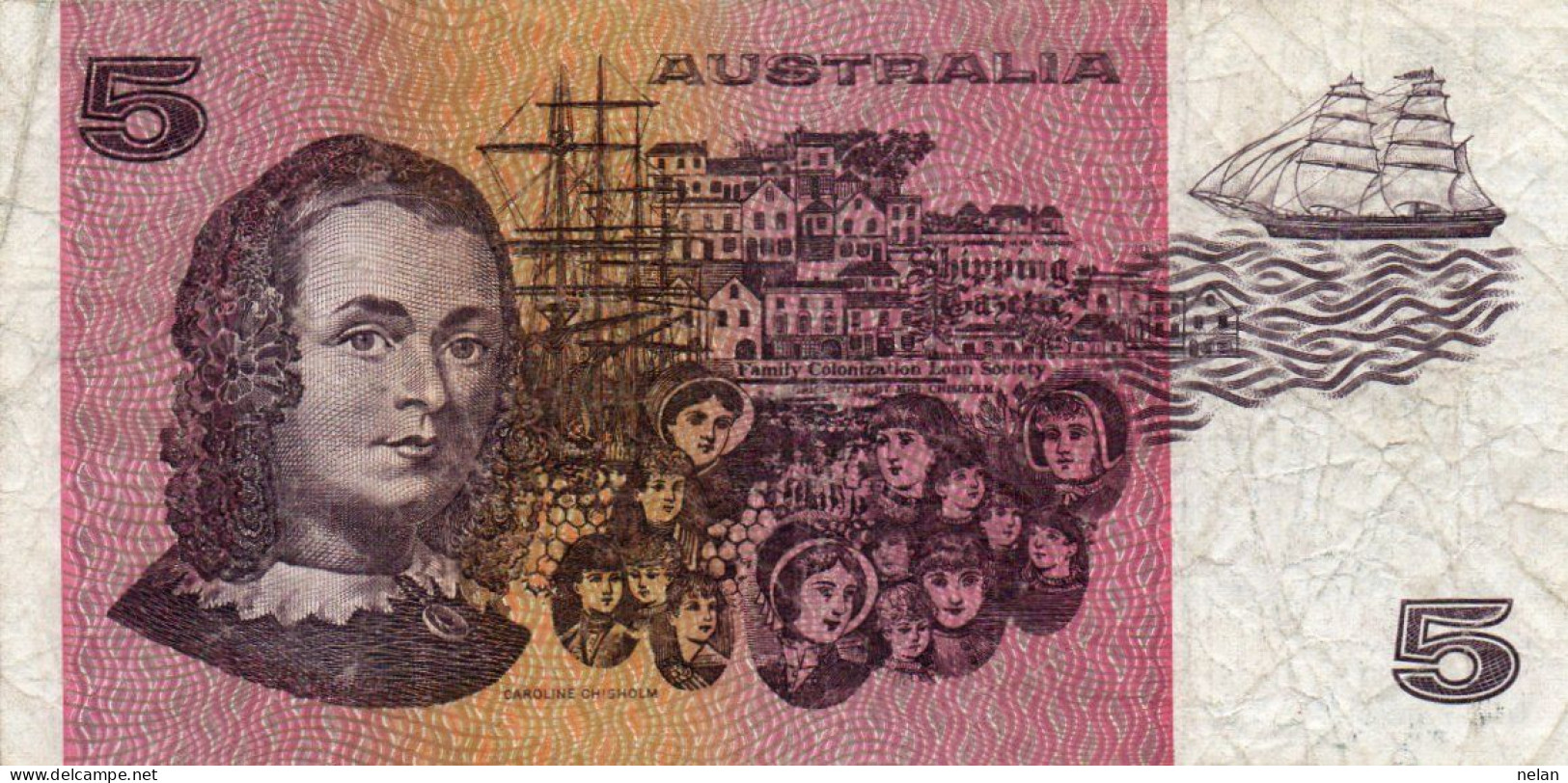 AUSTRALIA  5 Dollars 1985 P-44e.2 CIRC. - 1974-94 Australia Reserve Bank (paper Notes)