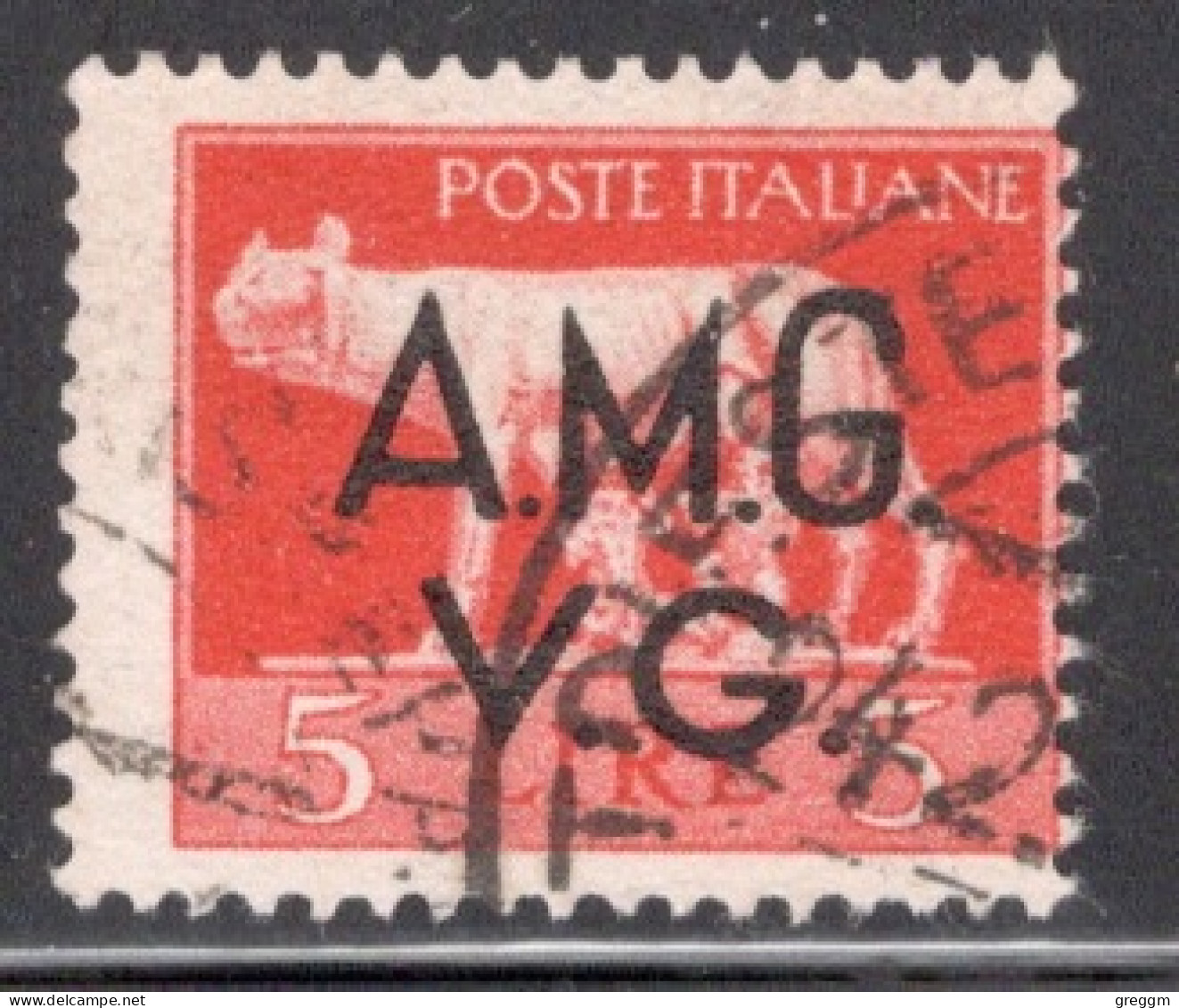 Italy 1945 Postage Stamp Overprinted "A.M.G.V.G." - Watermarked In Fine Used - Oblitérés