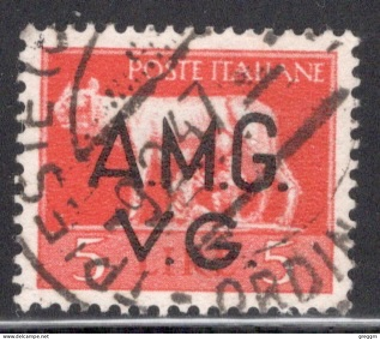 Italy 1945 Postage Stamp Overprinted "A.M.G.V.G." - Watermarked In Fine Used - Afgestempeld