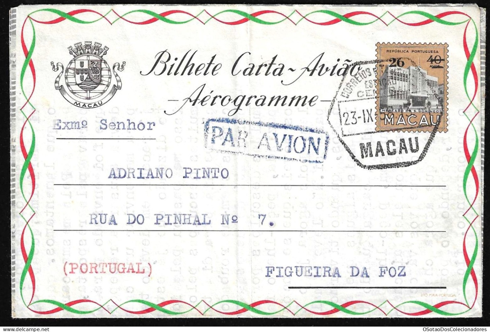 Aerogramme Macau China Chine - Macau Macao Franquia 20 Avos Sobre 40 Avos - Bilhete Carta Avião Aerograma - Postal Stationery