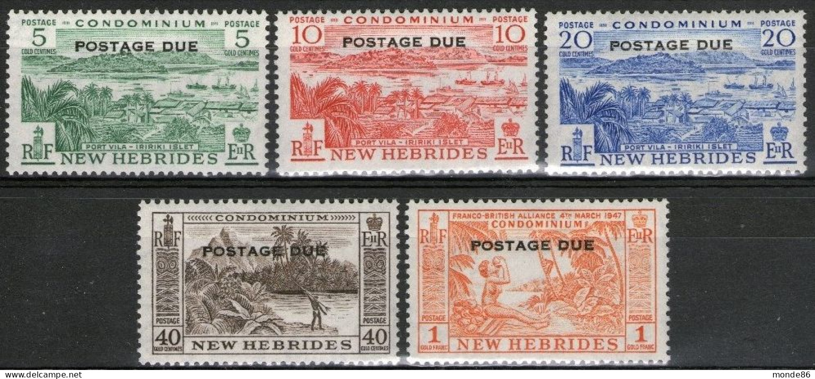 NOUVELLES HEBRIDES - Y&T Taxe N° 41-45 * - Timbres-taxe