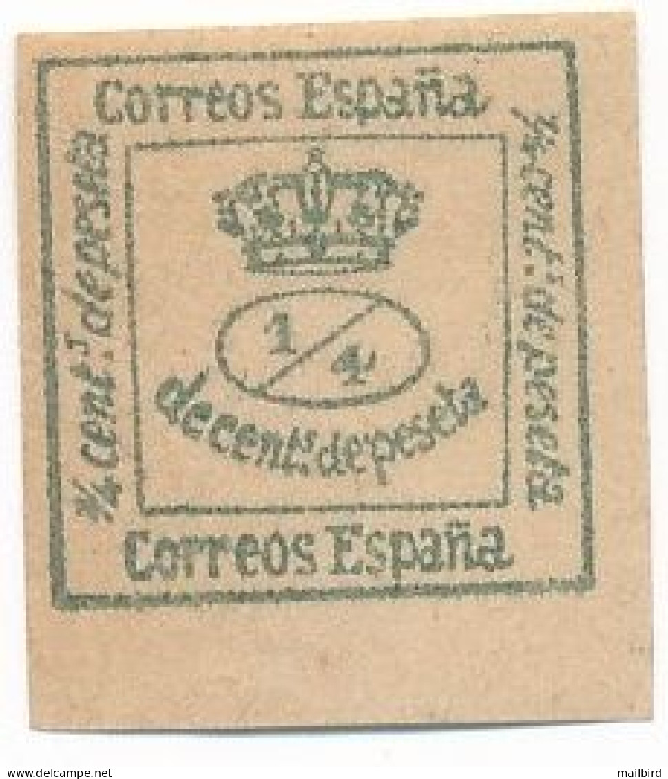 Spain - 1872 Royal Crown 1/4c MH* SG 187 Sc 174 - Nuevos