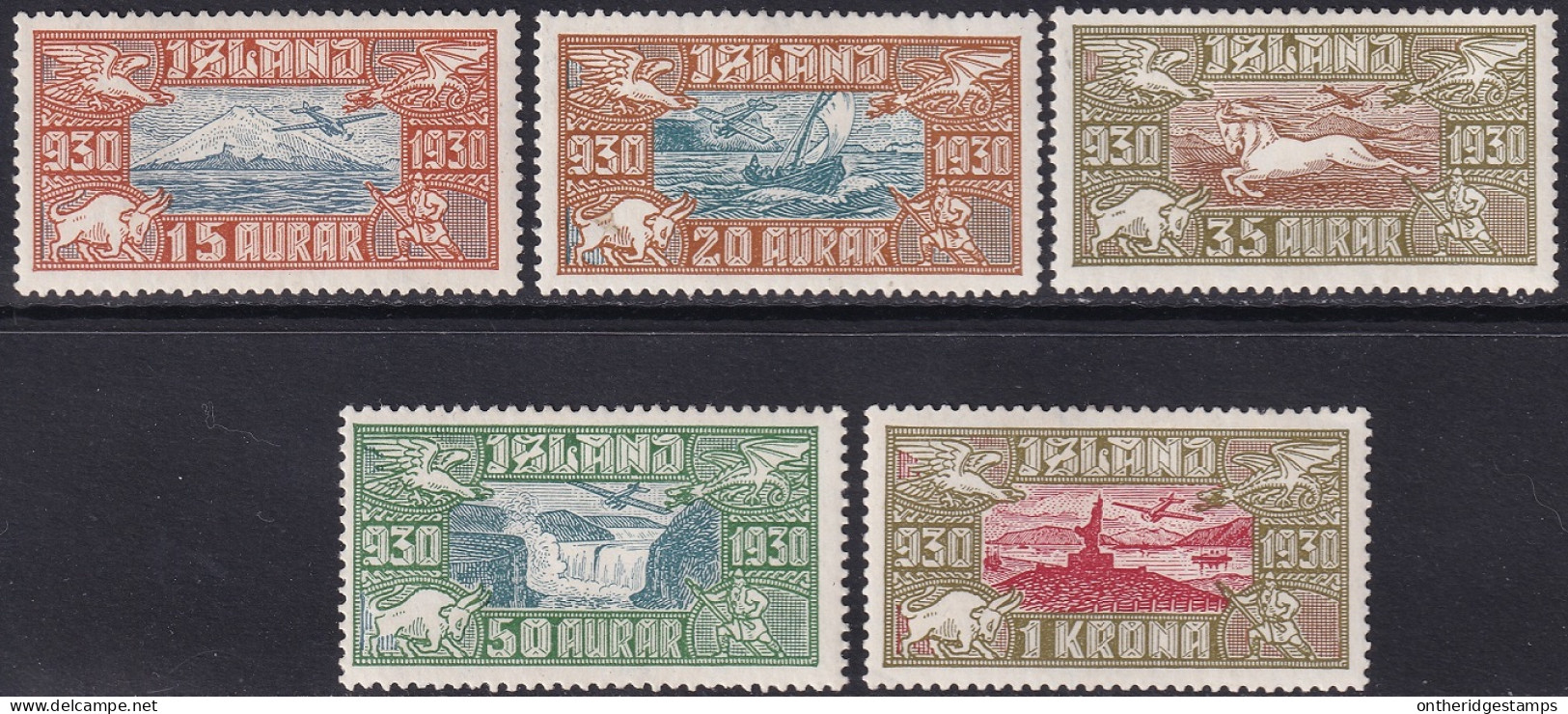 Iceland 1930 Sc C4-8  Air Post Set MH* - Luftpost