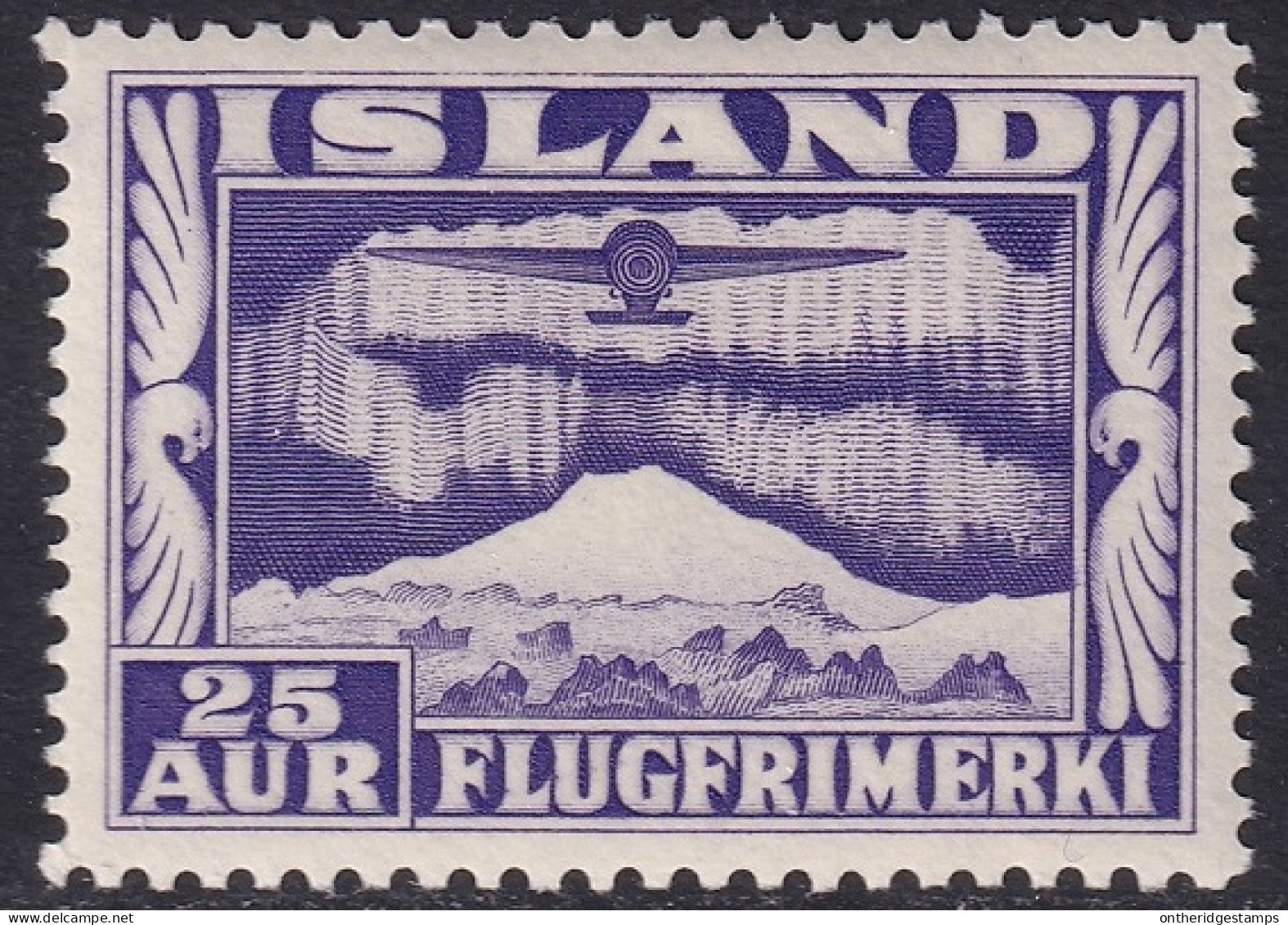 Iceland 1934 Sc C17a  Air Post MLH* Perf 12.5x14 - Airmail