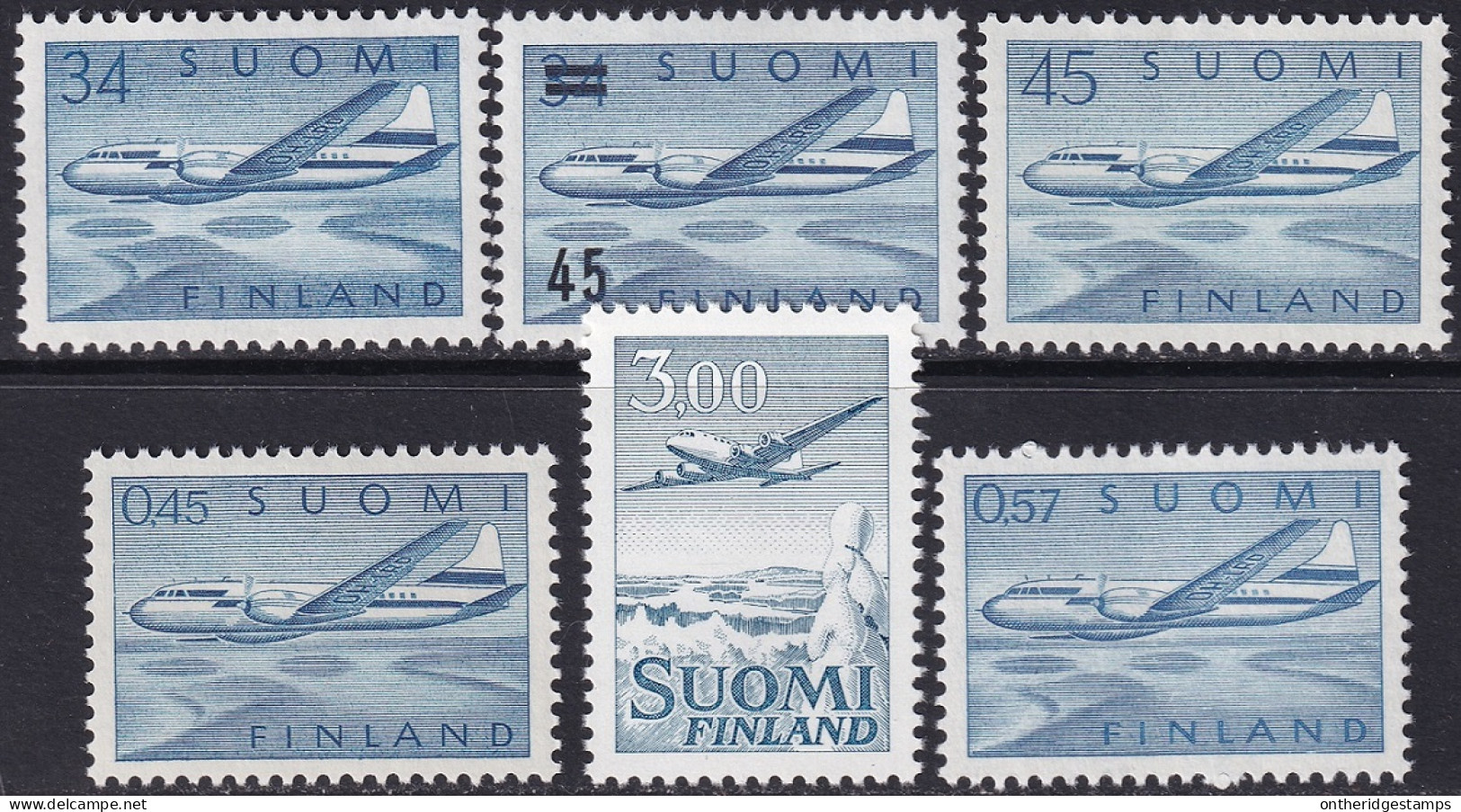 Finland 1958-73 Sc C5-10  Air Post Selection MLH* - Ongebruikt
