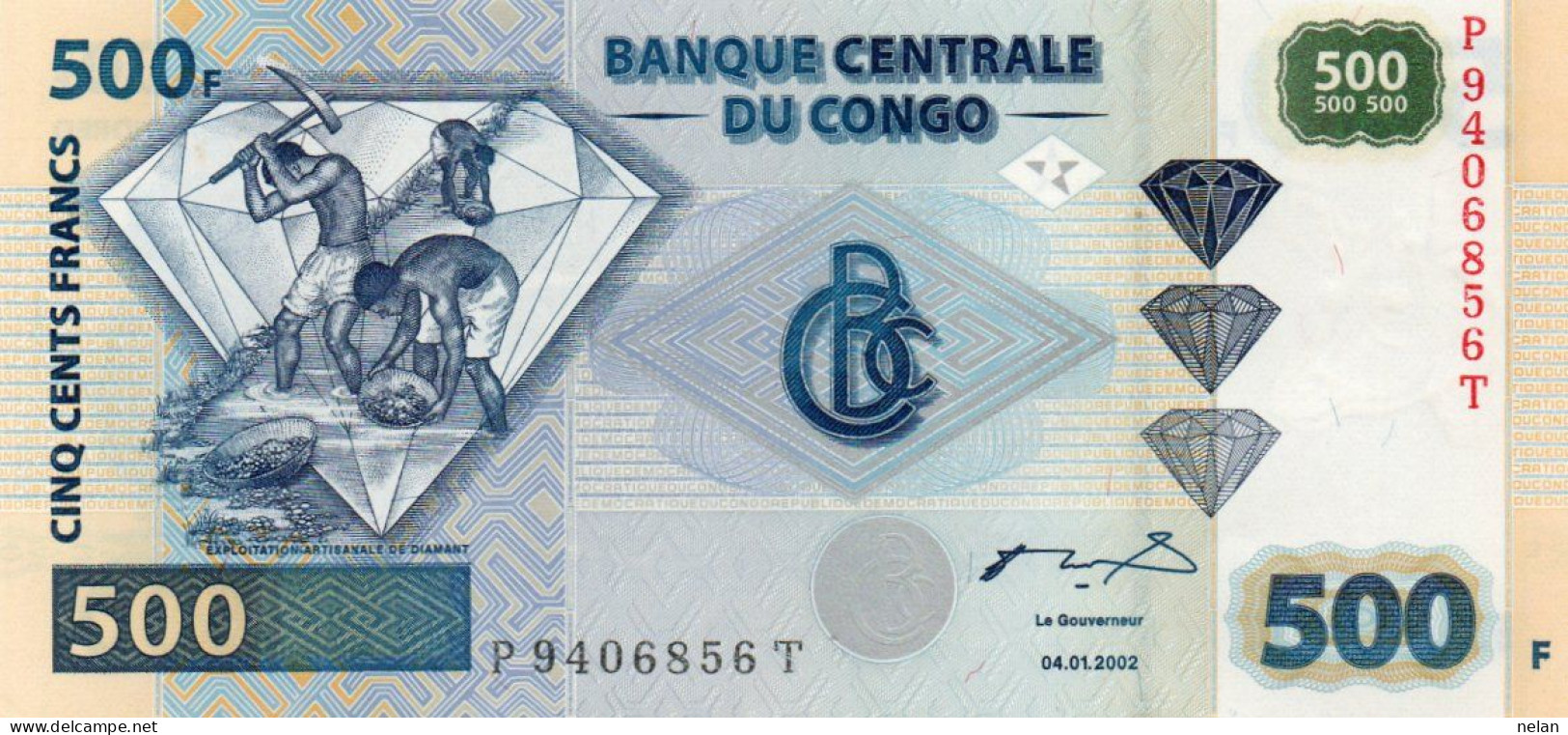 CONGO DEMOCRATIC REPUBLIC 500 FRANCS 2002 P-96 A.1 UNC - RARA SUFIX - T - Democratische Republiek Congo & Zaire