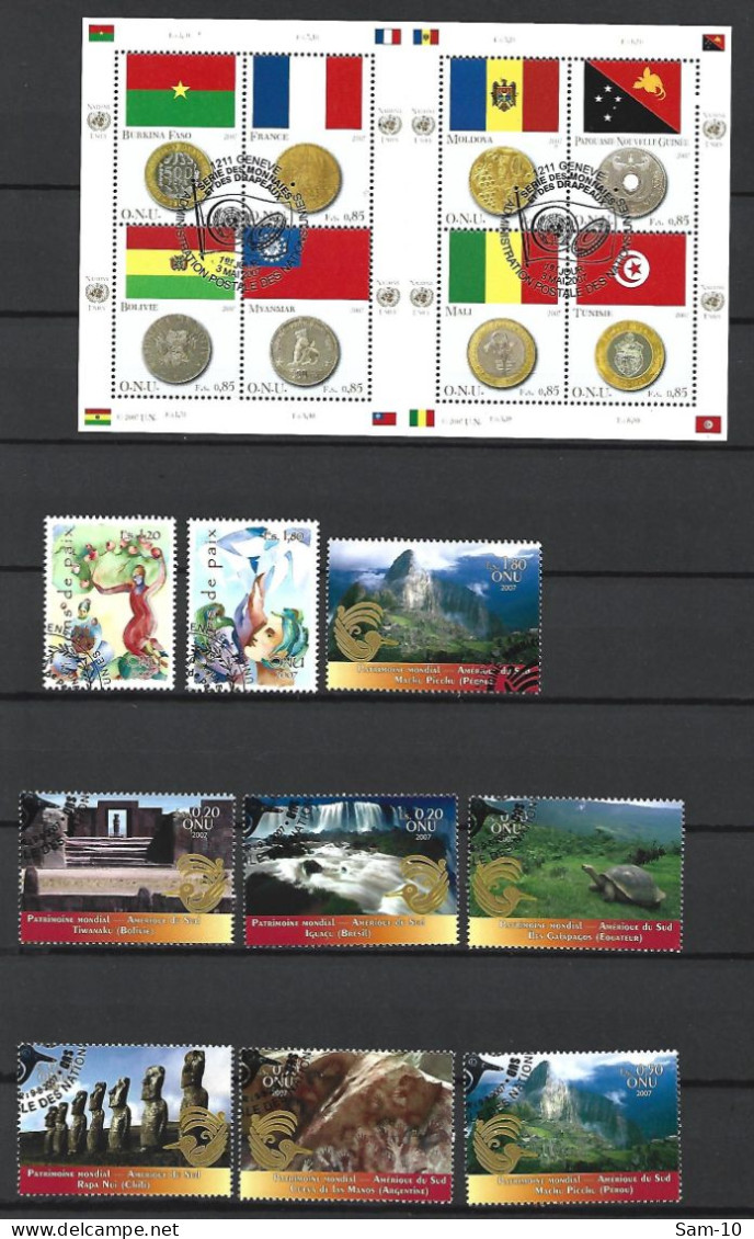 Année 2007  Nation Unies Généves En Oblitere N 576/583 N 584/585 N 588 N 589/594 - Usati