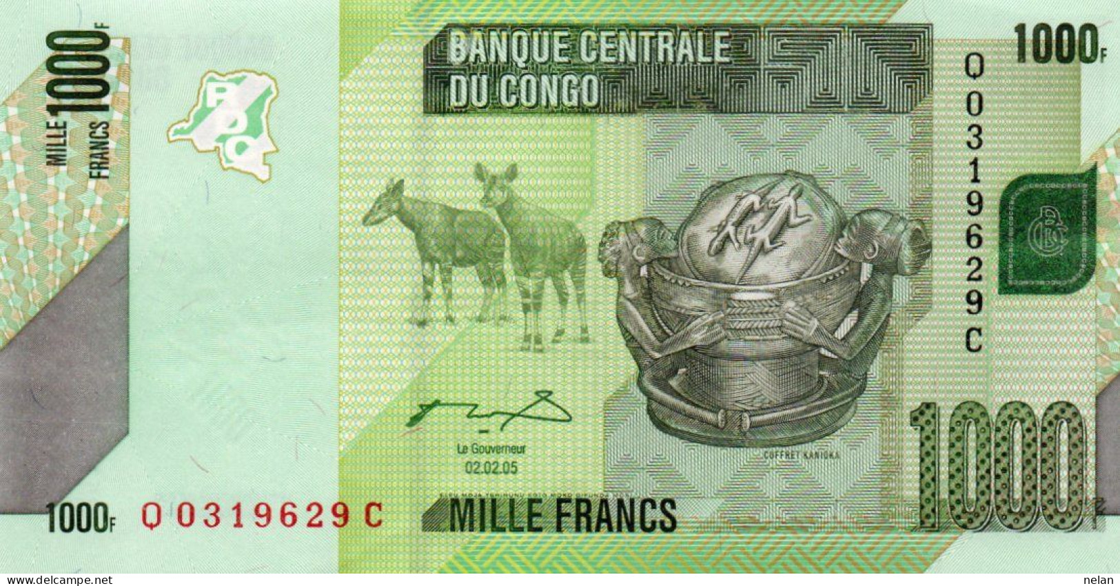 CONGO DEMOCRATIC REPUBLIC 1000 FRANCS 2005 P-101a. UNC - Democratische Republiek Congo & Zaire