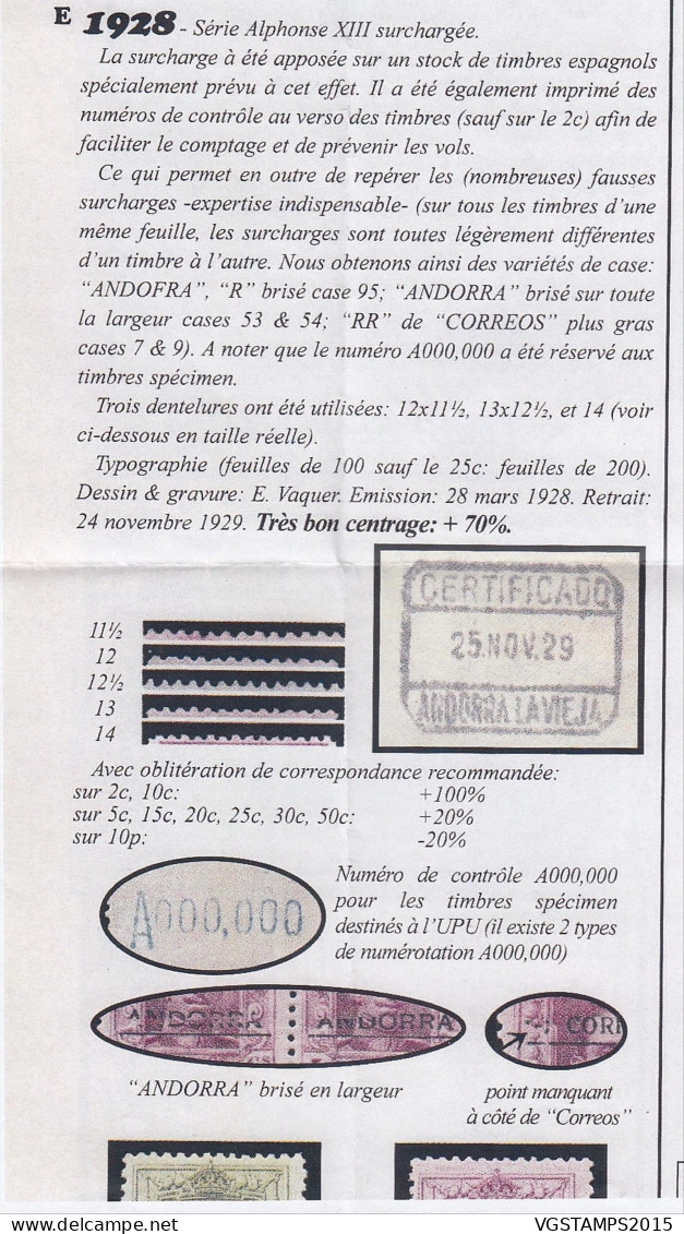 Andorre (Espagnole) 1928 - Timbres  Oblitérés. Yvert Nr.: 2. Michel Nr.: 2. Bloc De 4. Avec Variétée.......AR50-00111 - Usados