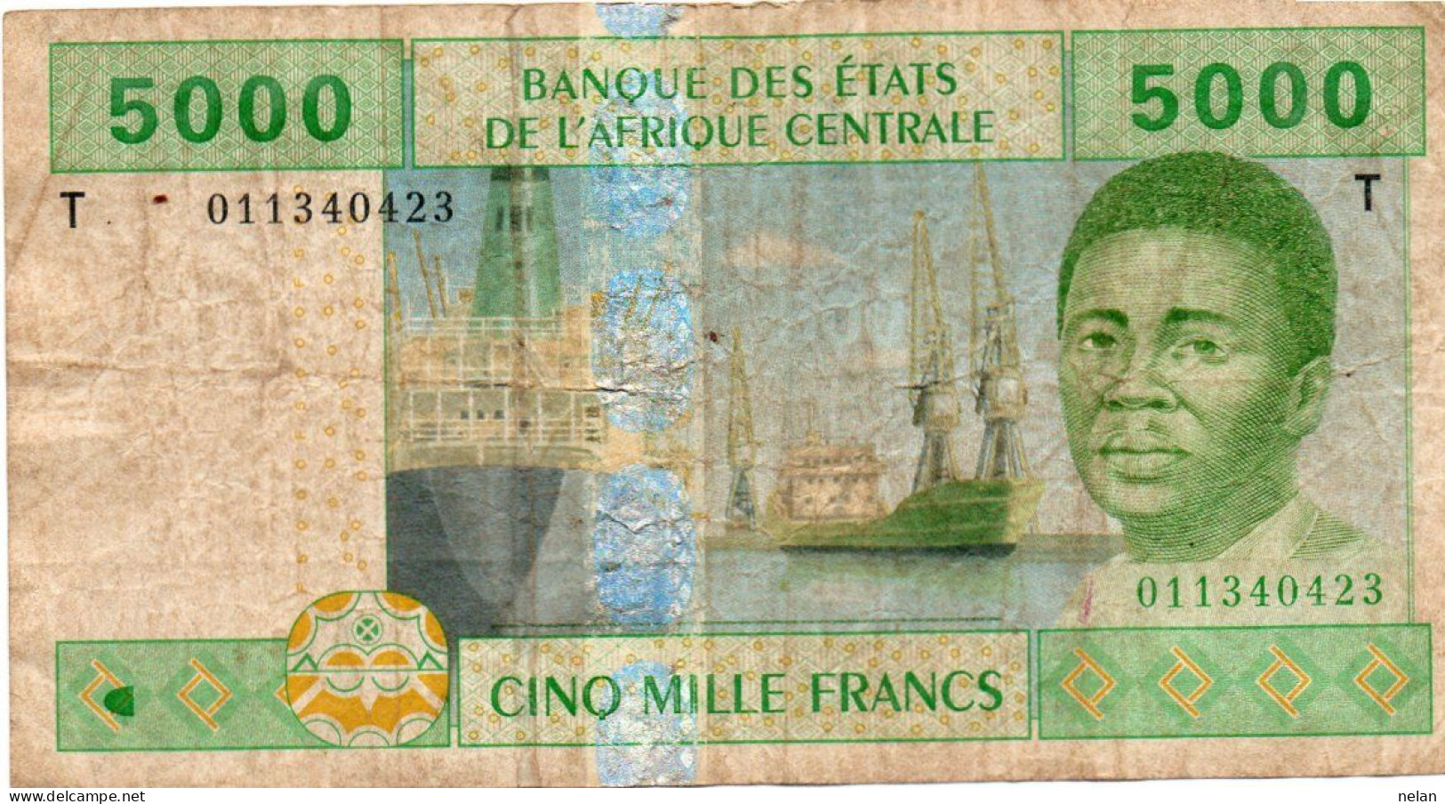 CENTRAL AFRICAN STATES 5000 FRANCS 2002 P-109Ta -   T For CONGO , CIRC. - Central African States