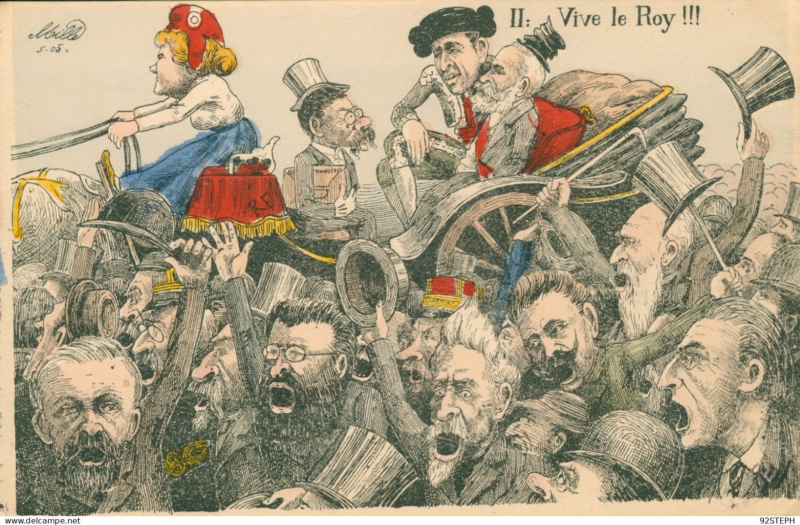 POLITIQUE MILLE Caricature Satirique Espagne Alphonse XIII Vive Le Roy - Mille