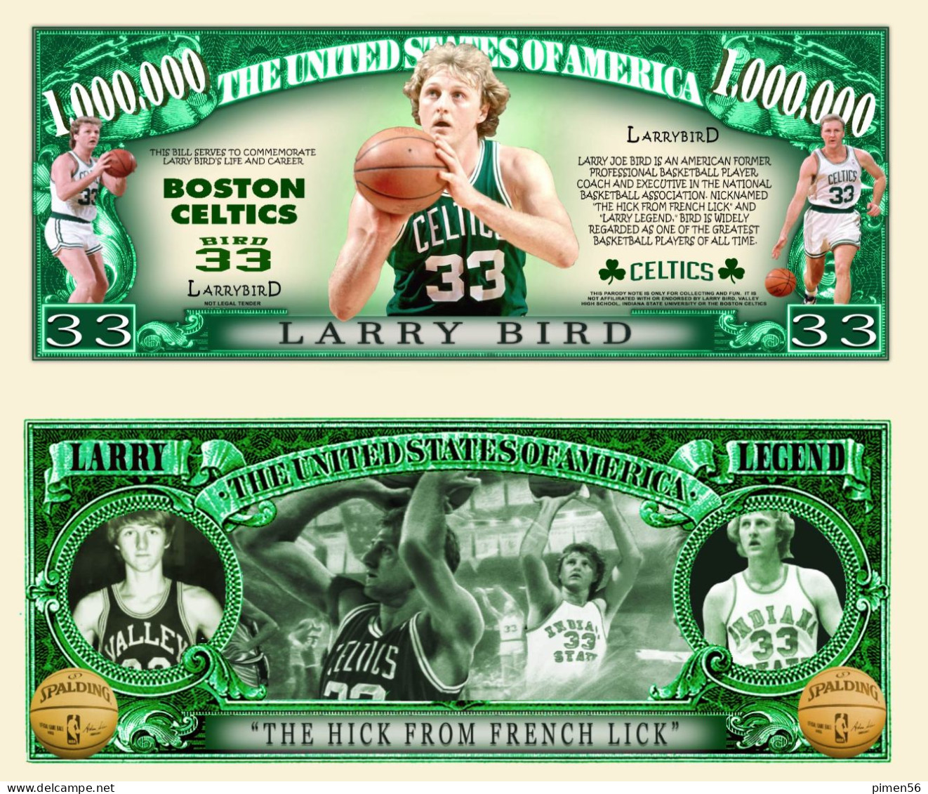 USA - FANTASY NOTE -  LARRY  BIRD , BASKETBALL  PLAYER  - UNC - Other & Unclassified