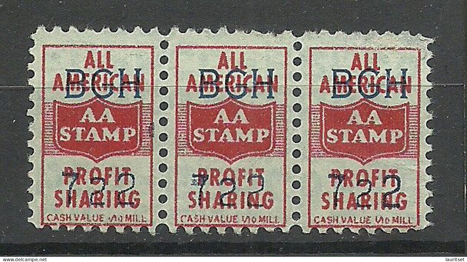 USA All American Profit Sharing Stamp As 3-stripe MNH - Zonder Classificatie