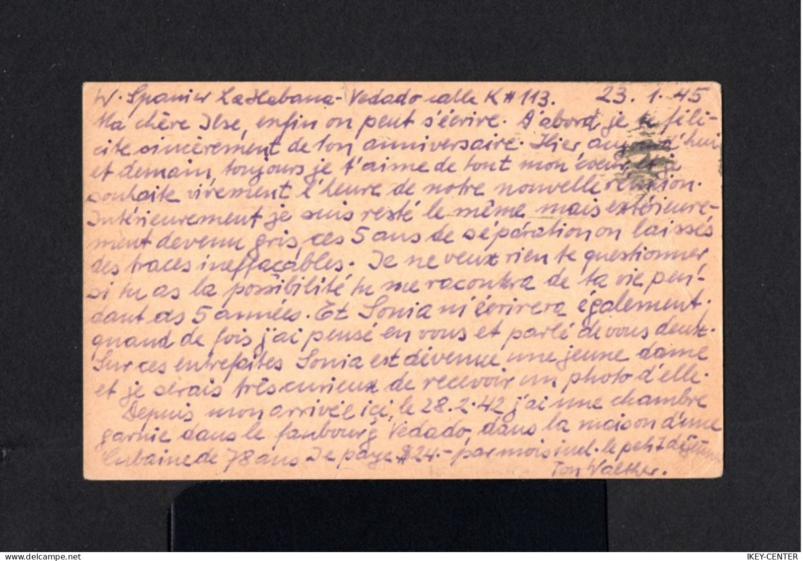 S3761-CUBA-OLD SEA CENSOR POSTCARD LA HABANA To BRUSSELS (belgium) 1945.WWII.CARTE POSTALE Cuba - Briefe U. Dokumente