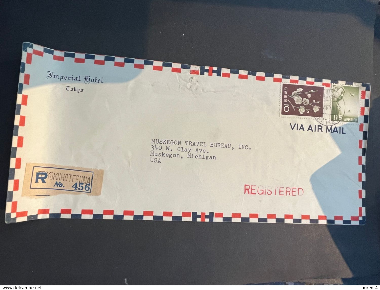 (3 R 25) OLDER - Registered Letter Posted To USA (1961) From Tokyo Imperial Hotel - Cartas & Documentos