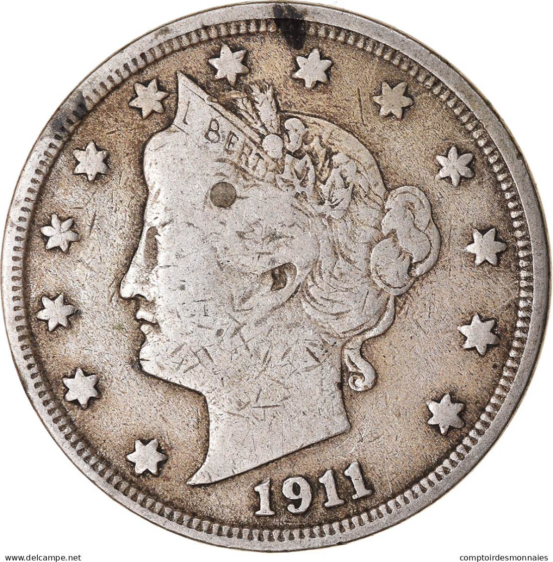 Monnaie, États-Unis, Liberty Nickel, 5 Cents, 1911, U.S. Mint, Philadelphie - 1883-1913: Liberty