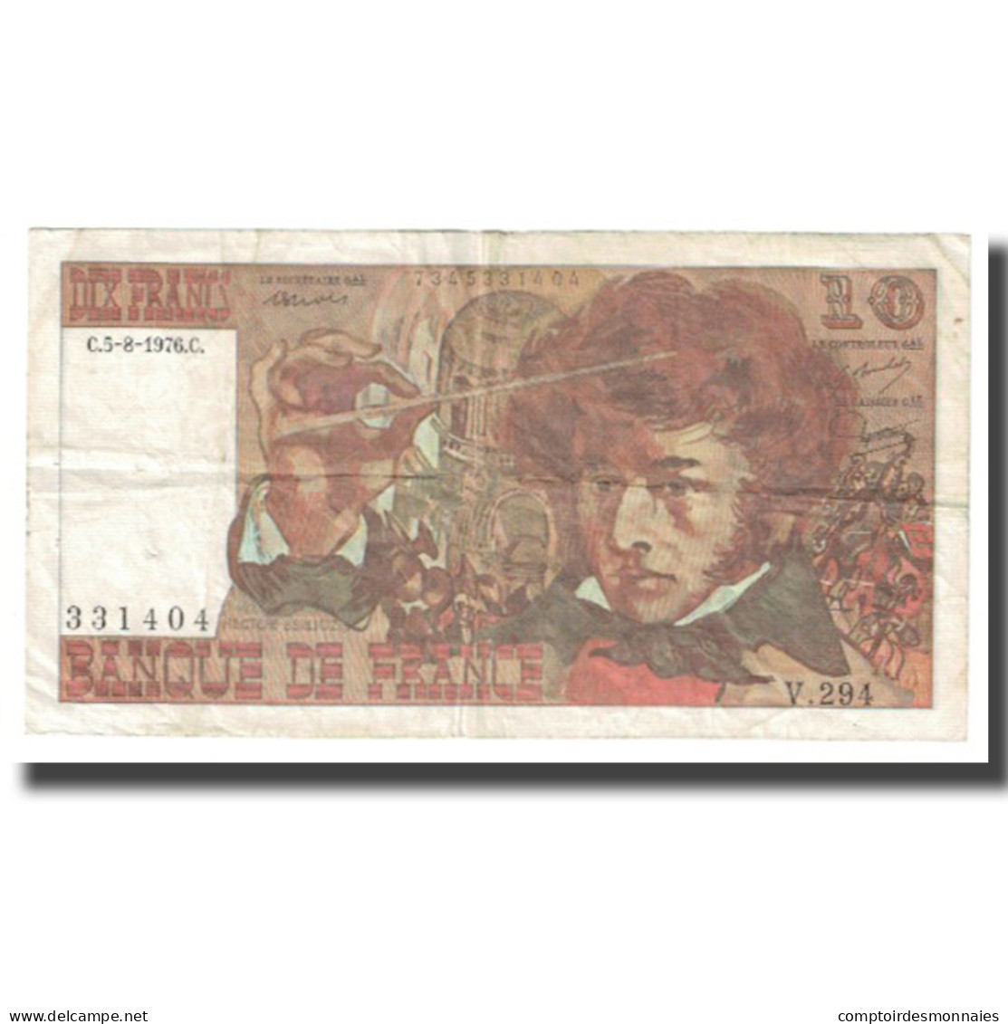 France, 10 Francs, Berlioz, 1976, 1976-08-05, TB+, Fayette:63.20, KM:150c - 10 F 1972-1978 ''Berlioz''