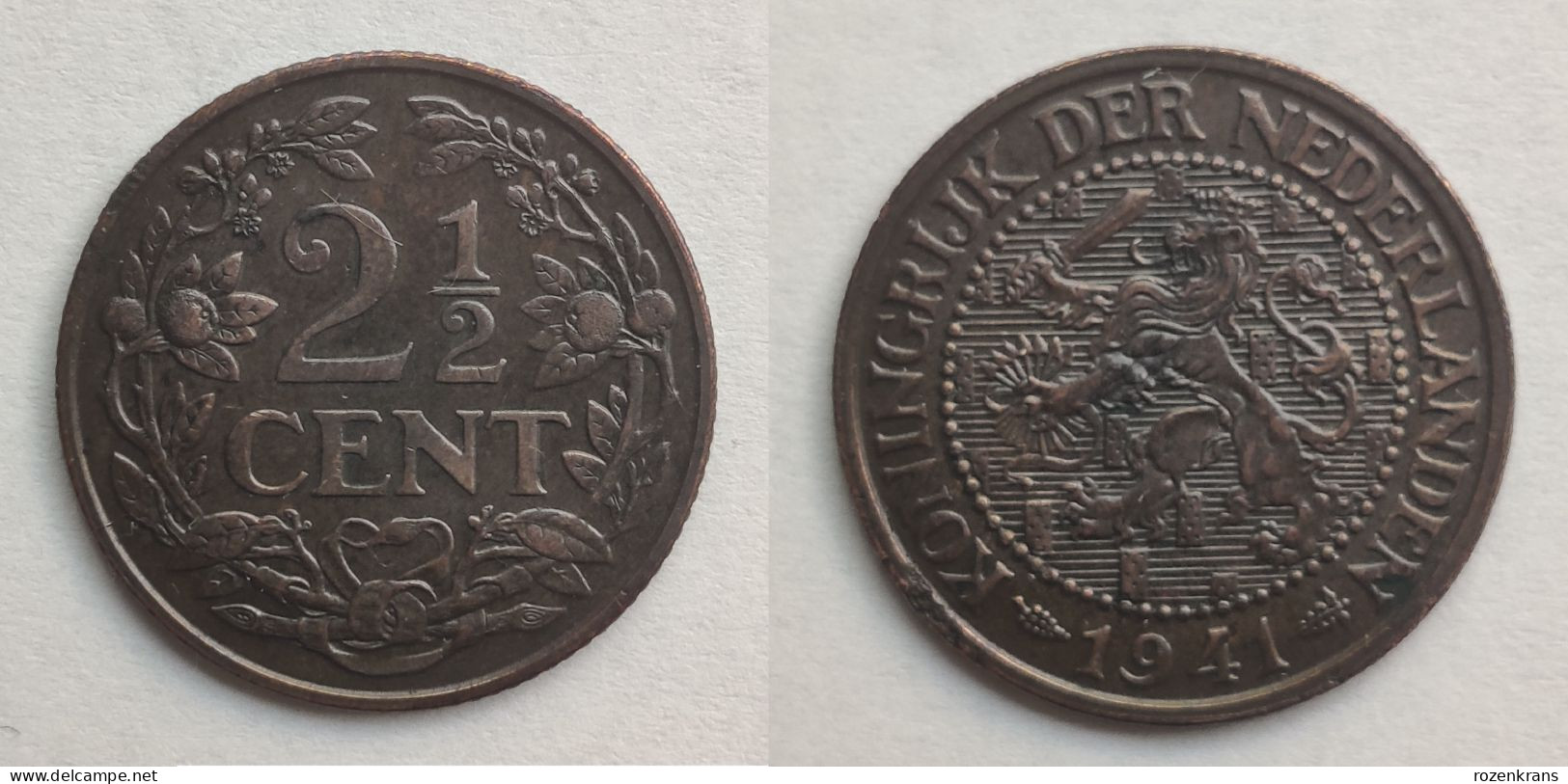 2 1/2 CENT Koninkrijk Der Nederlanden Nederland Coin Munt Muntstuk Münze - 2.5 Centavos