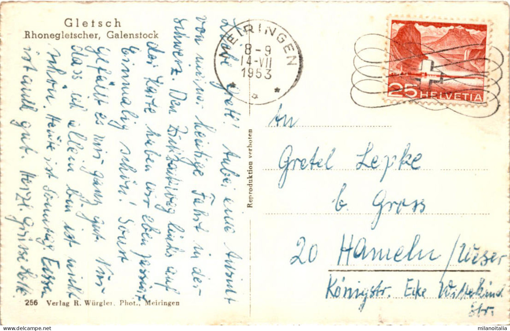 Gletsch - Rhonegletscher, Galenstock (256) * 14. 7. 1953 - Lens