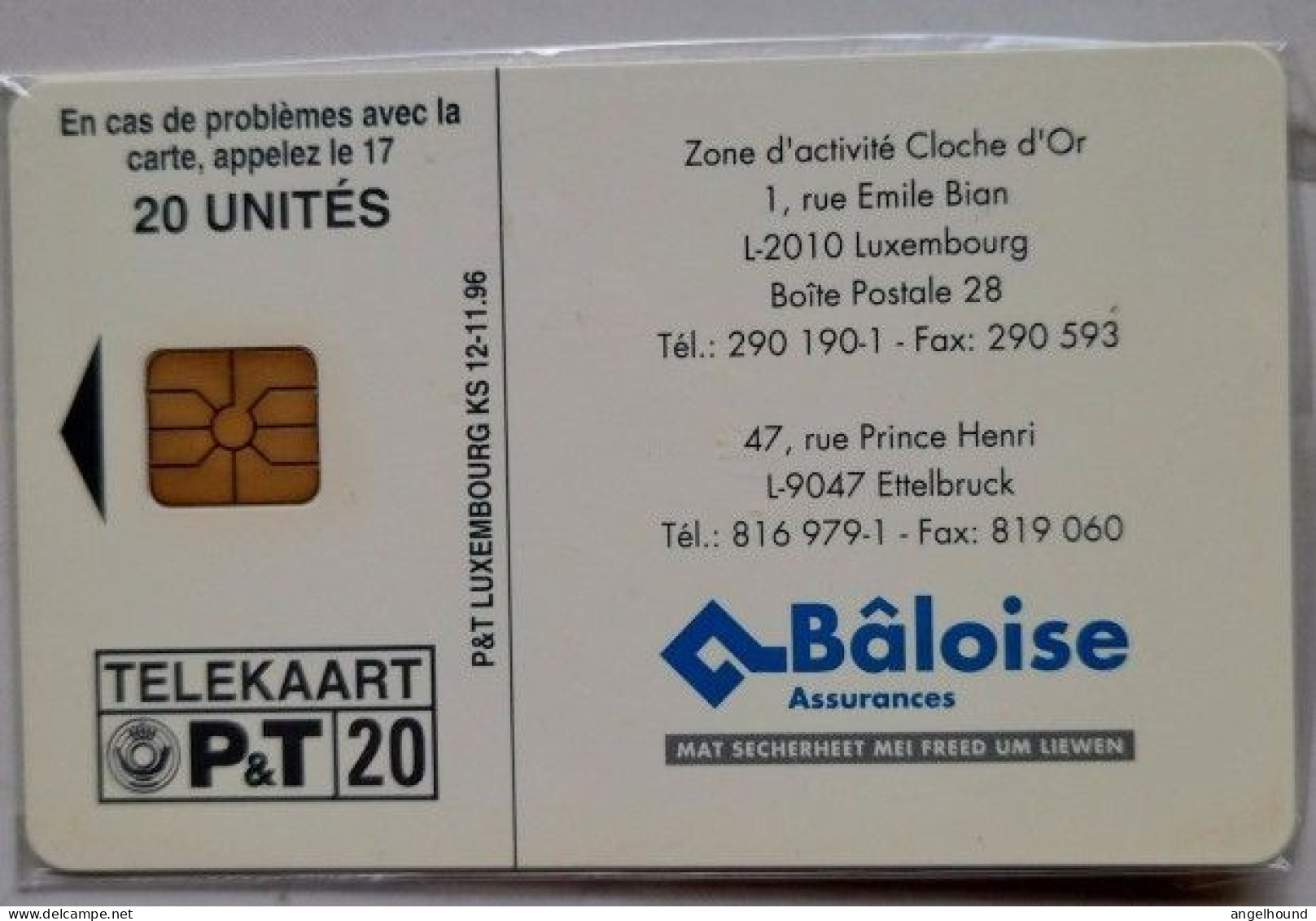 Luxembourg P&T 20 Units KS 12 " Aeurance La Baloise " MINT - Luxembourg