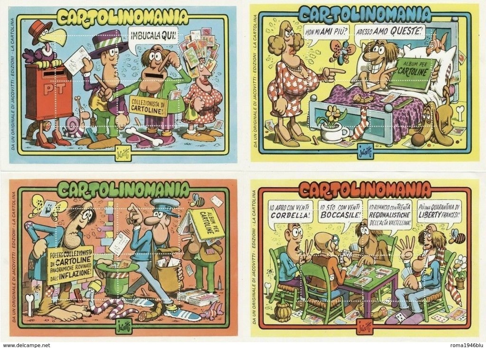 JACOVITTI CARTOLINOMANIA LOTTO DI 4 CARTOLINE - Bandes Dessinées